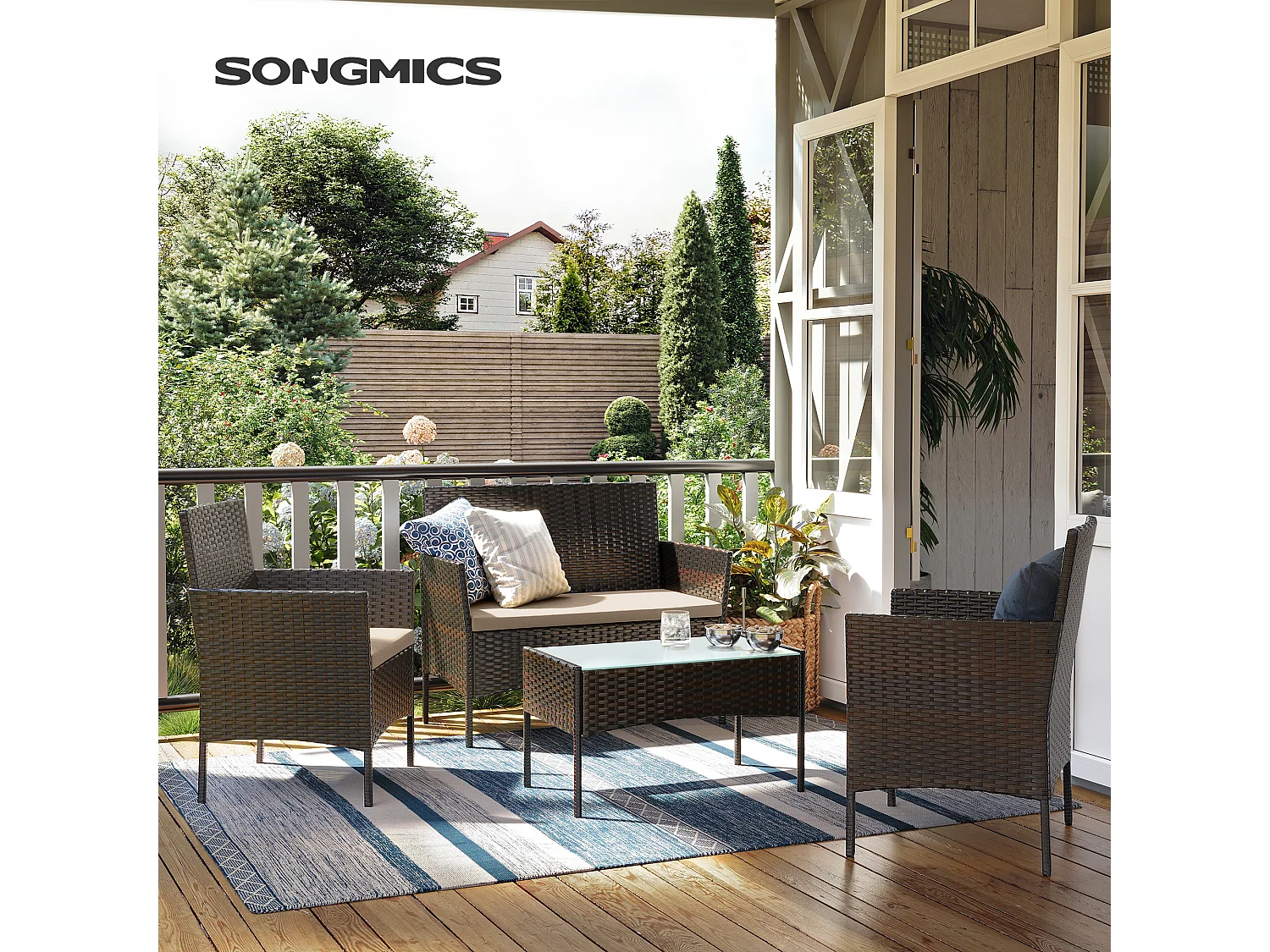Tuinmeubelset bruin taupe