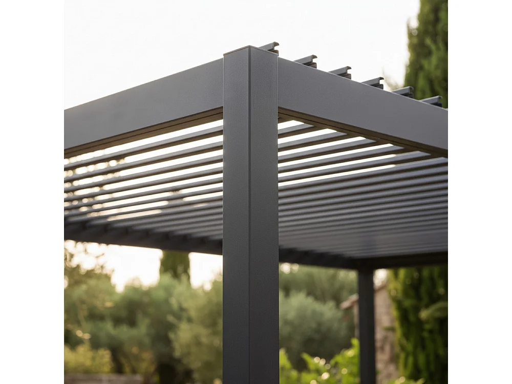 Tero - Pergola bioclimatique en aluminium 4x3m - Gris anthracite