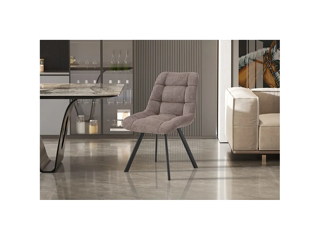 Lot de 2 chaises VELMIA – Tissu poivre – Pieds métal – Design moderne – Élégance naturelle et contrastée