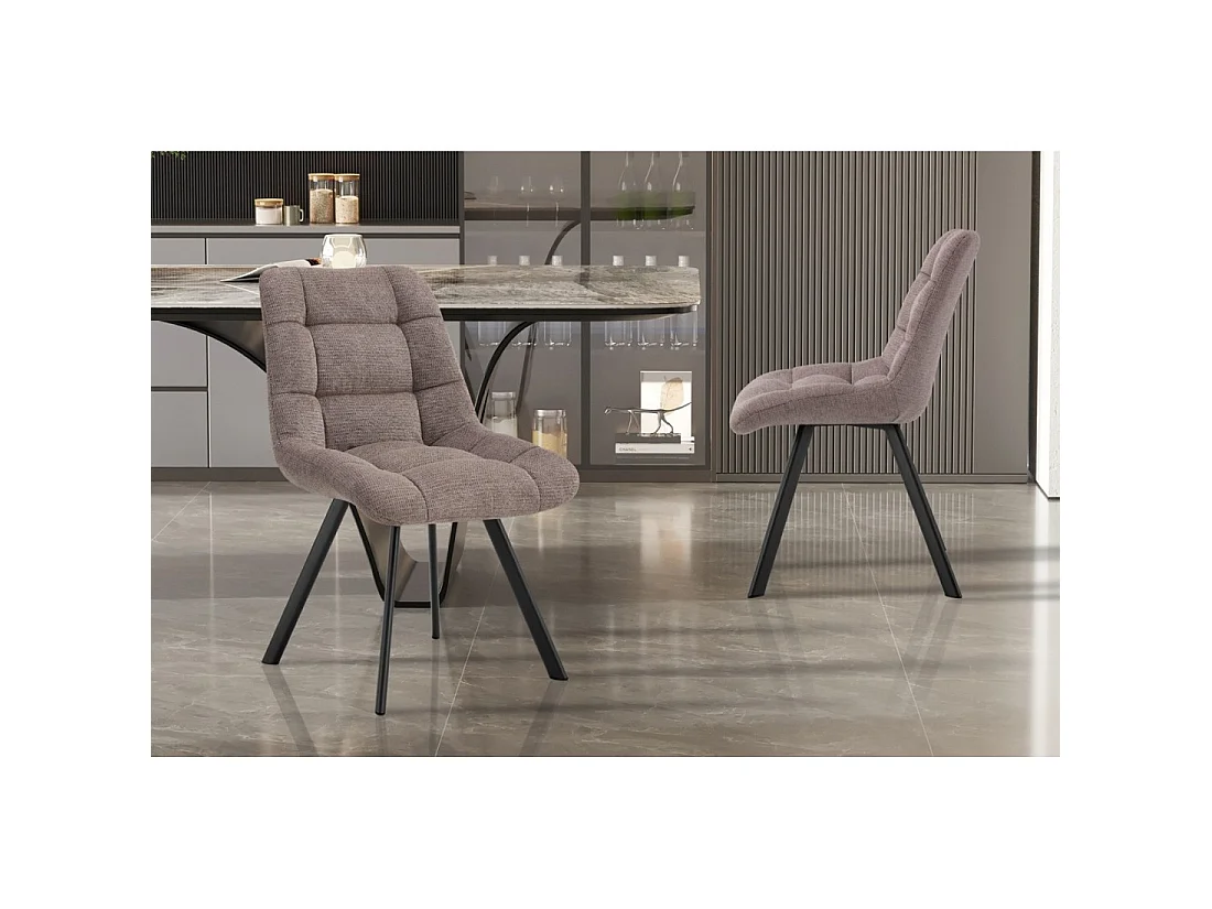 Lot de 2 chaises VELMIA – Tissu poivre – Pieds métal – Design moderne – Élégance naturelle et contrastée