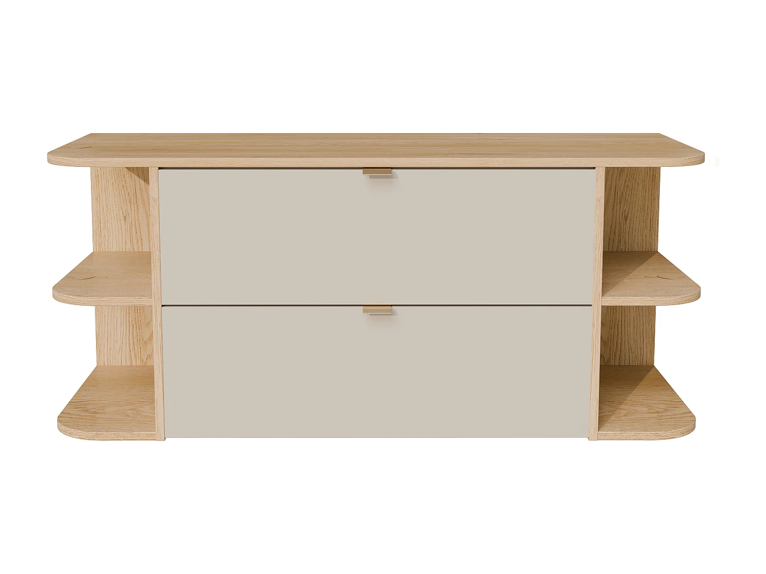 Mobile sotto lavabo sospeso con nicchie Beige e Naturale chiaro 120 cm - LAVENA