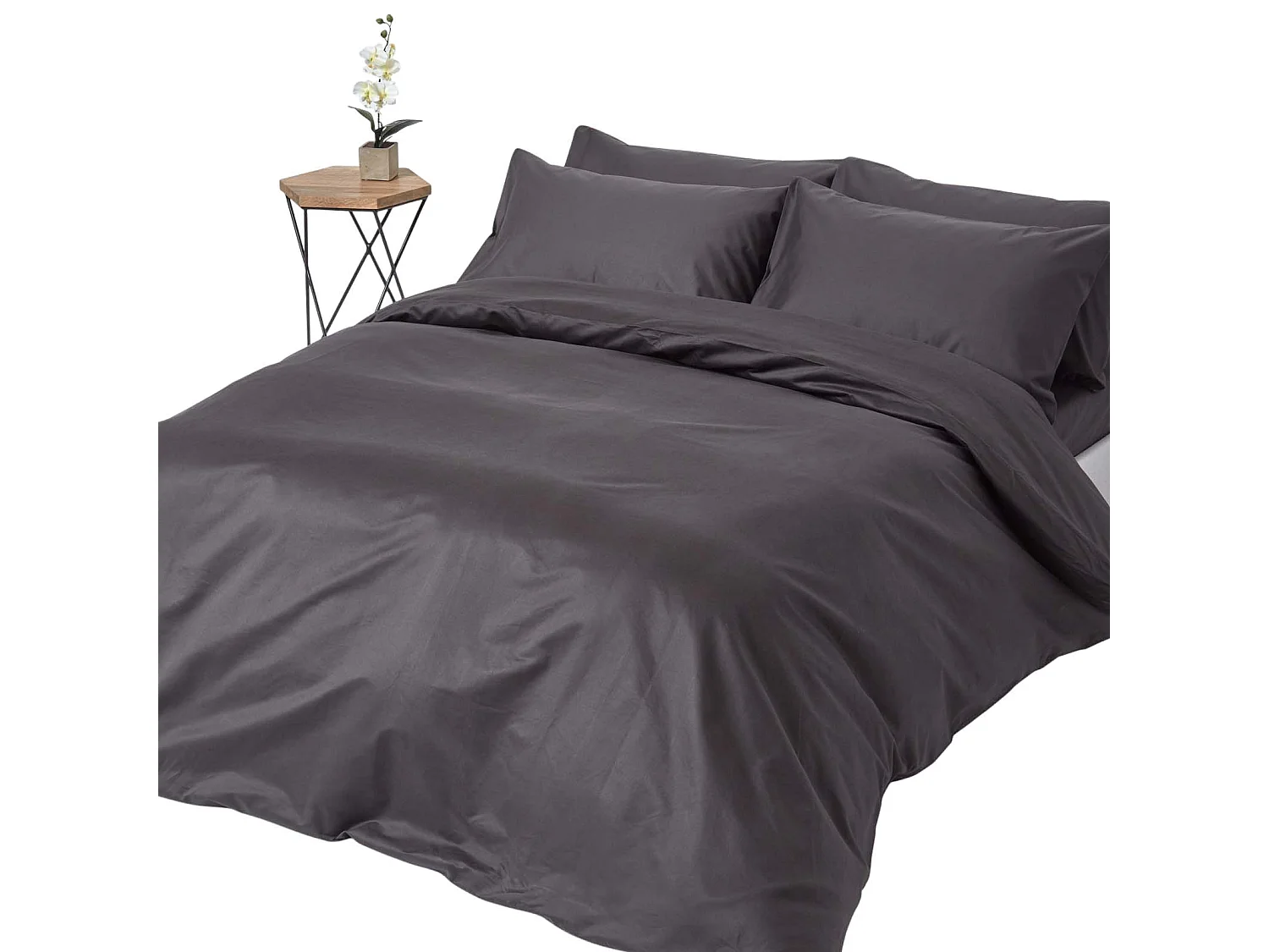 Homescapes Dark Charcoal Grey Egyptian Cotton Duvet Cover with Pillowcases 1000 TC, Super King