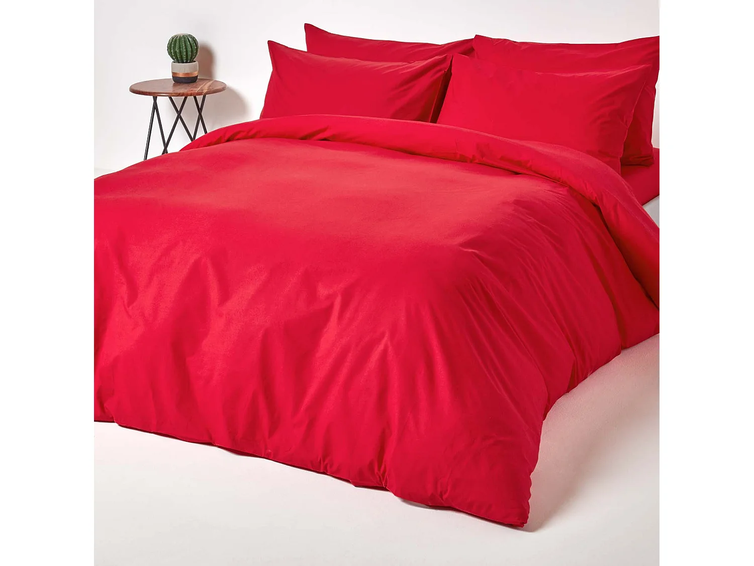 Parure de lit 100% coton égyptien 200 fils rouge, 260x220cm - HOMESCAPES