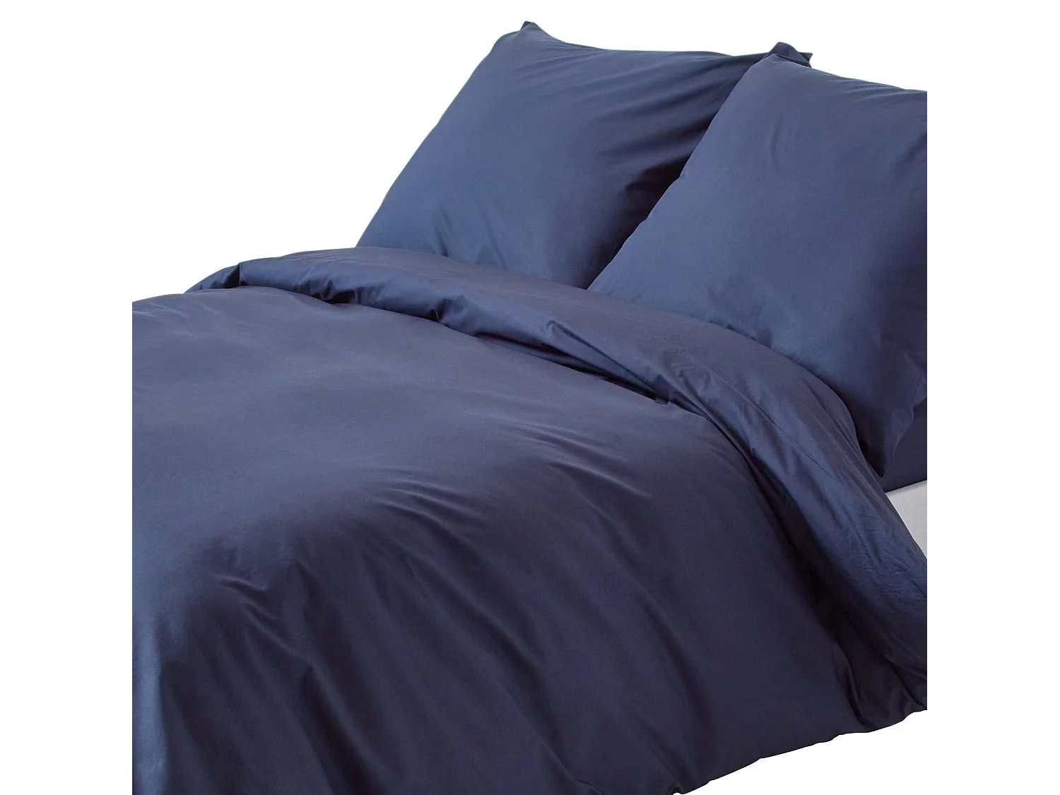 Parure de lit 100% coton égyptien 200 fils bleu marine, 240x220cm - HOMESCAPES