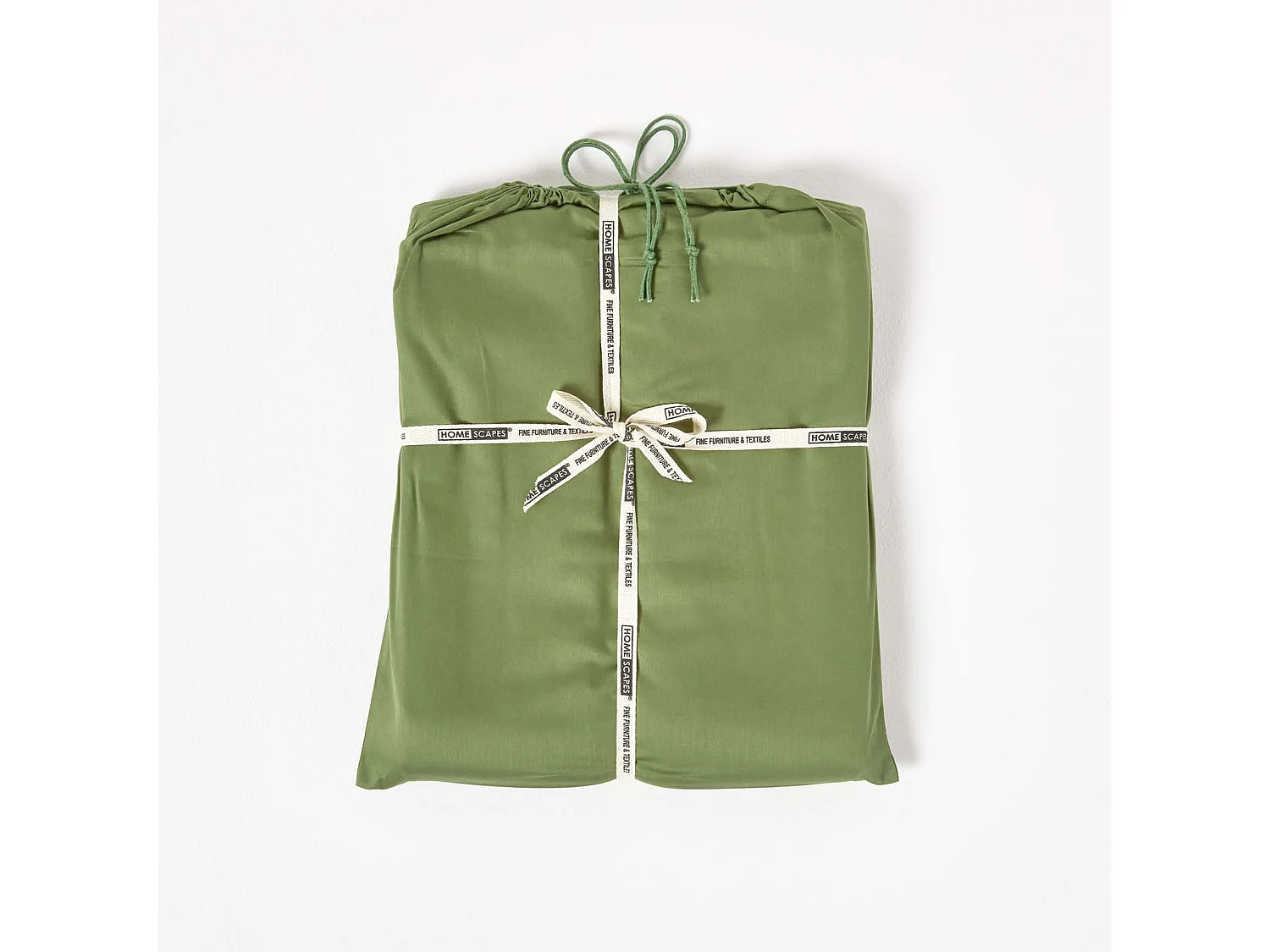 Parure de lit en coton égyptien bio 400 fils vert mousse, 260x220cm - HOMESCAPES