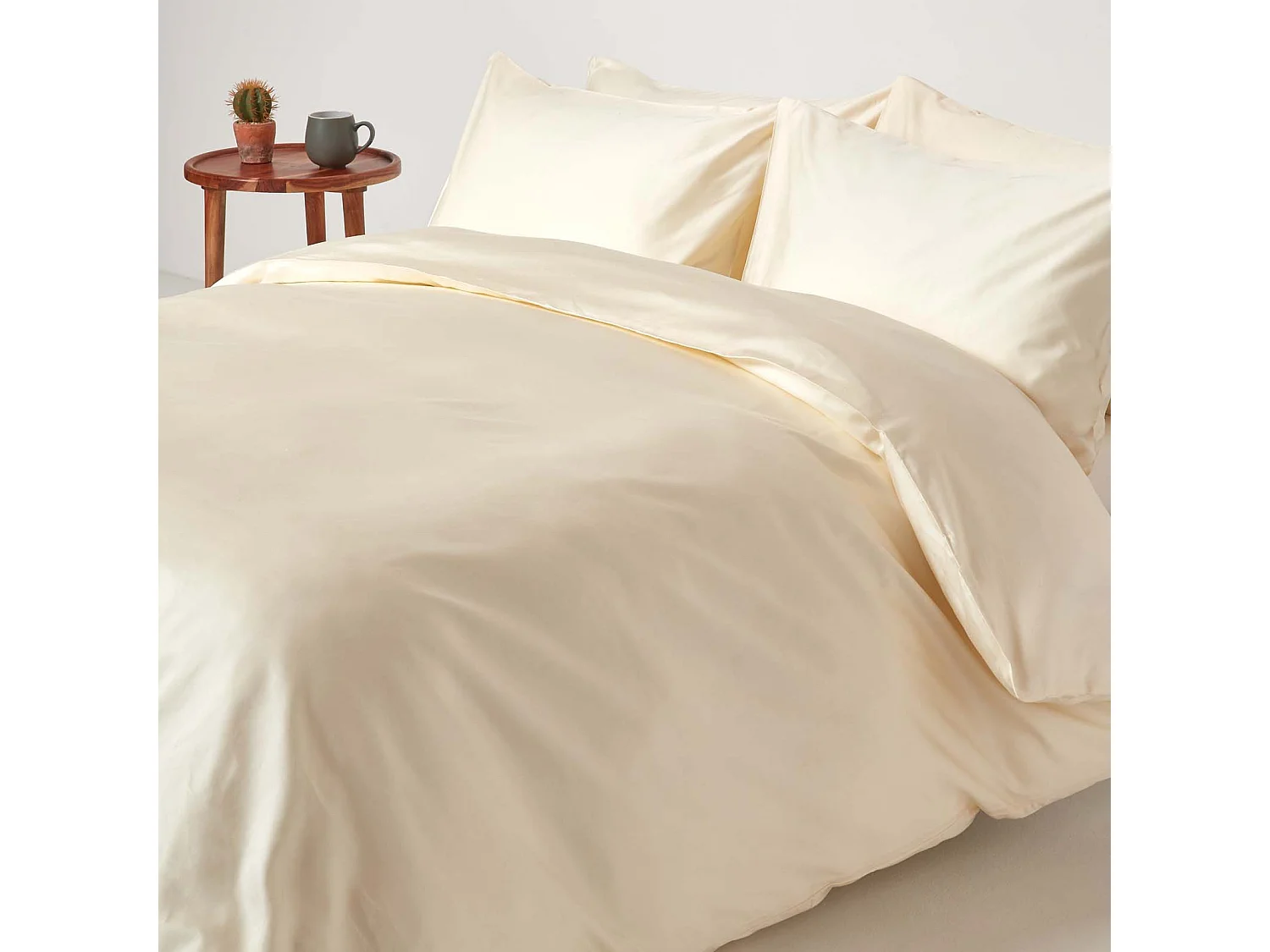 Homescapes Cream Organic Cotton Duvet Cover Set 400 TC, Single