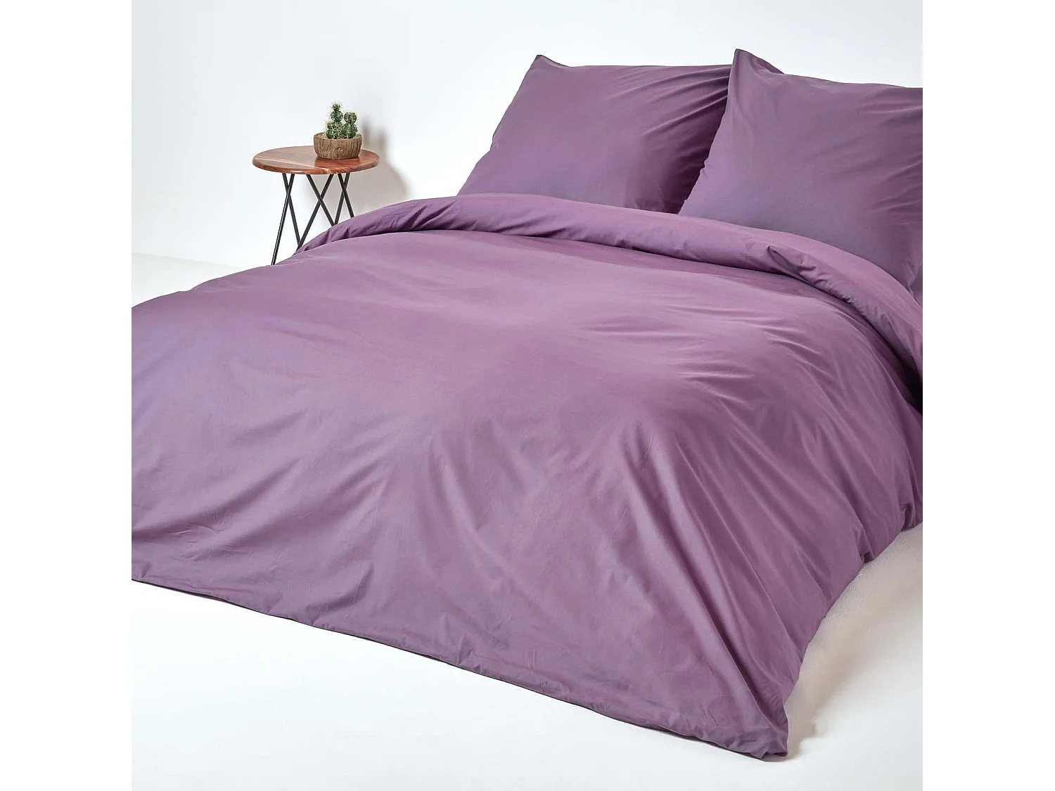 Parure de lit 100% coton égyptien 200 fils violet, 155x220cm - HOMESCAPES