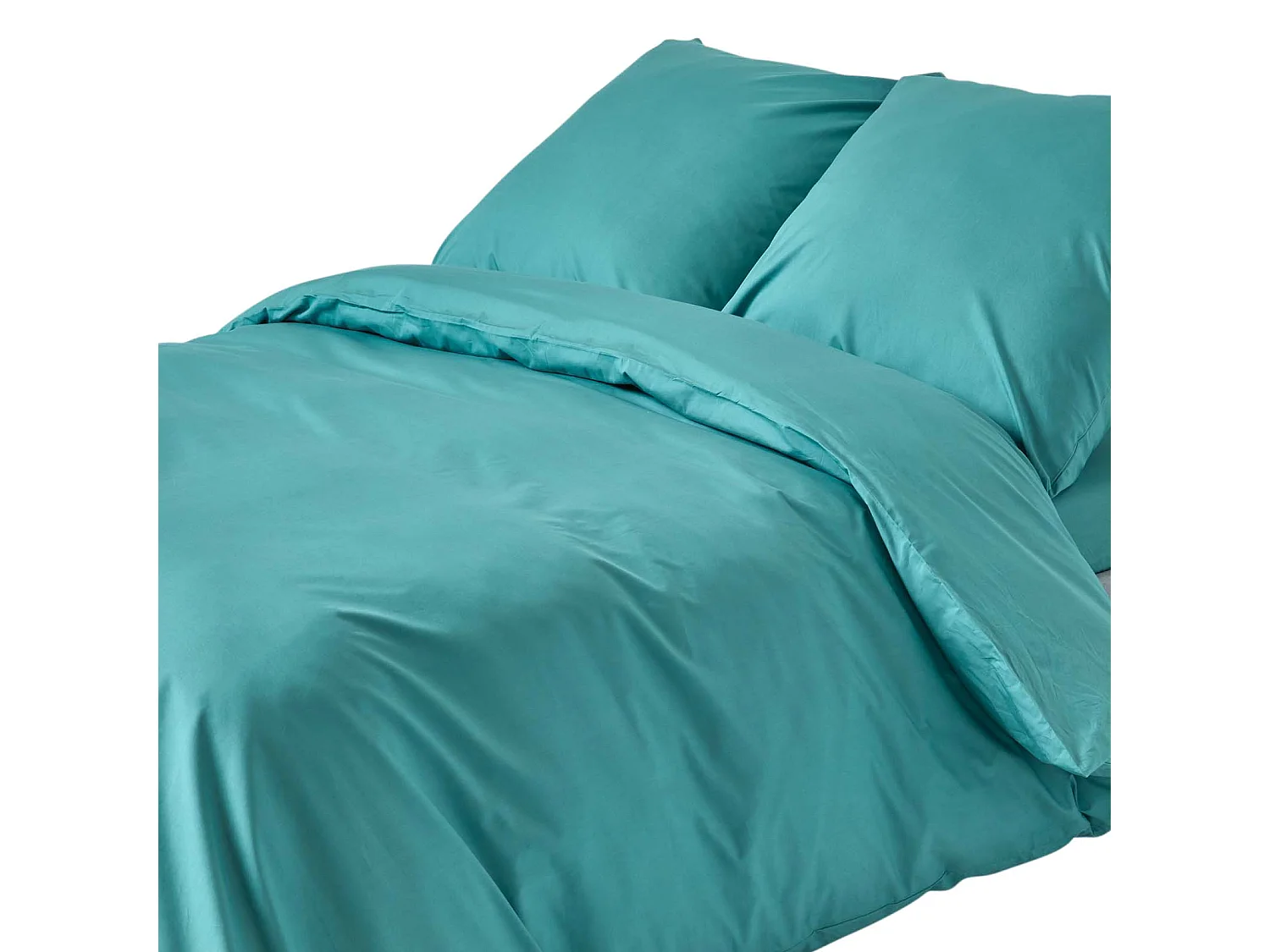 Parure de lit 100% coton égyptien 200 fils bleu canard, 240x220cm - HOMESCAPES