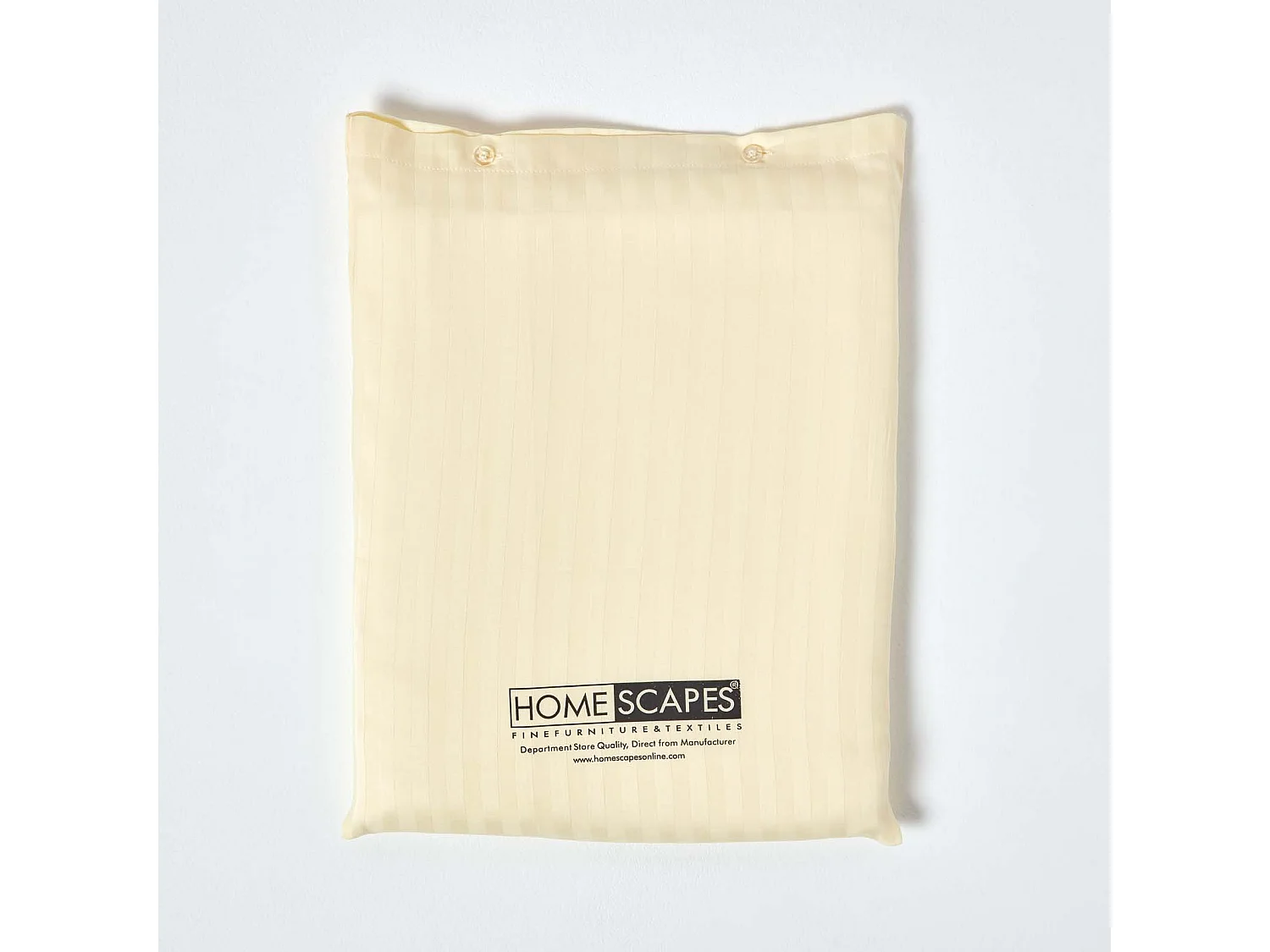Parure de lit satin rayé en coton égyptien 330 fils jaune pâle, 260x220cm - HOMESCAPES
