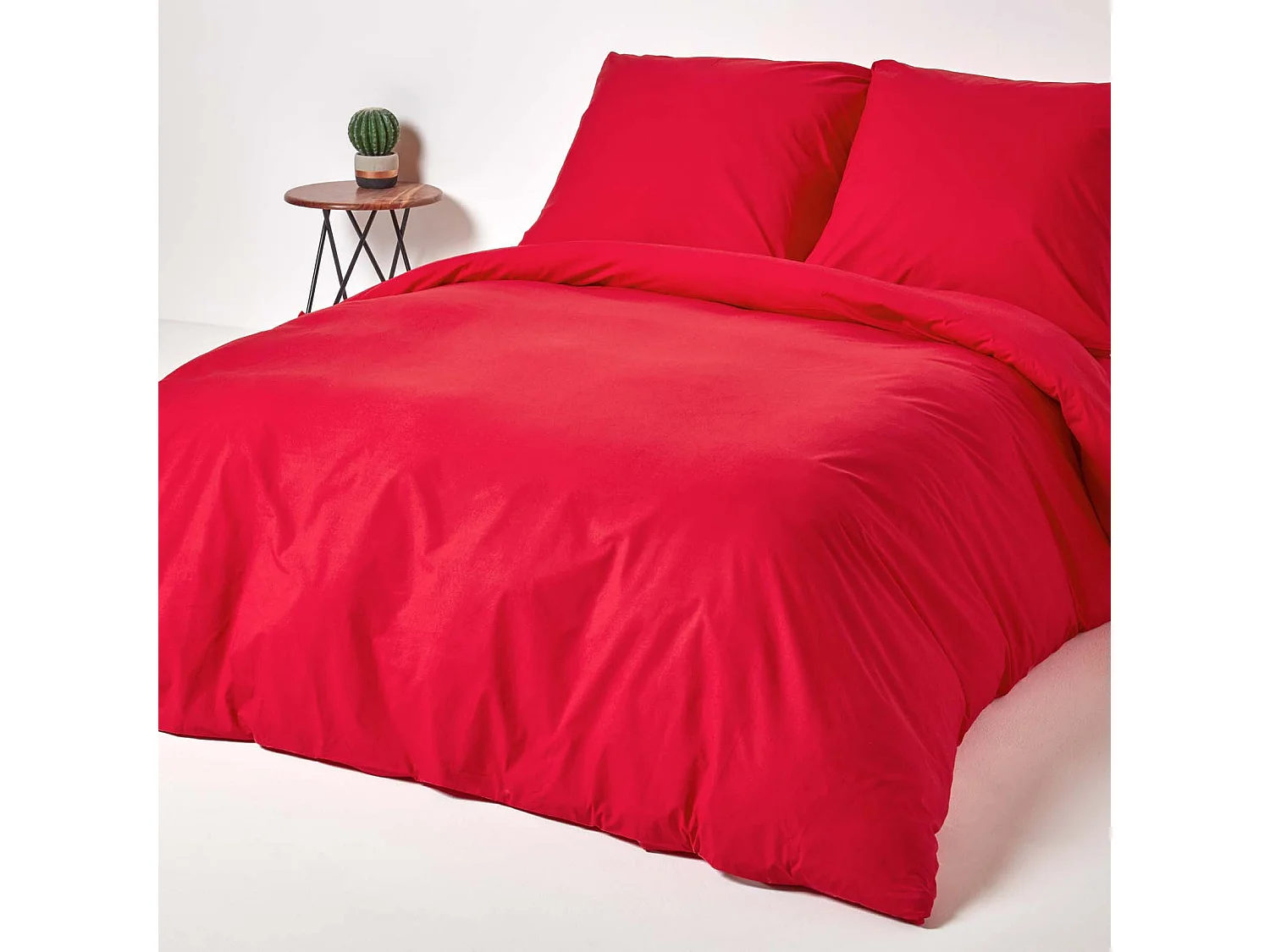 Parure de lit 100% coton égyptien 200 fils rouge, 155x220cm - HOMESCAPES