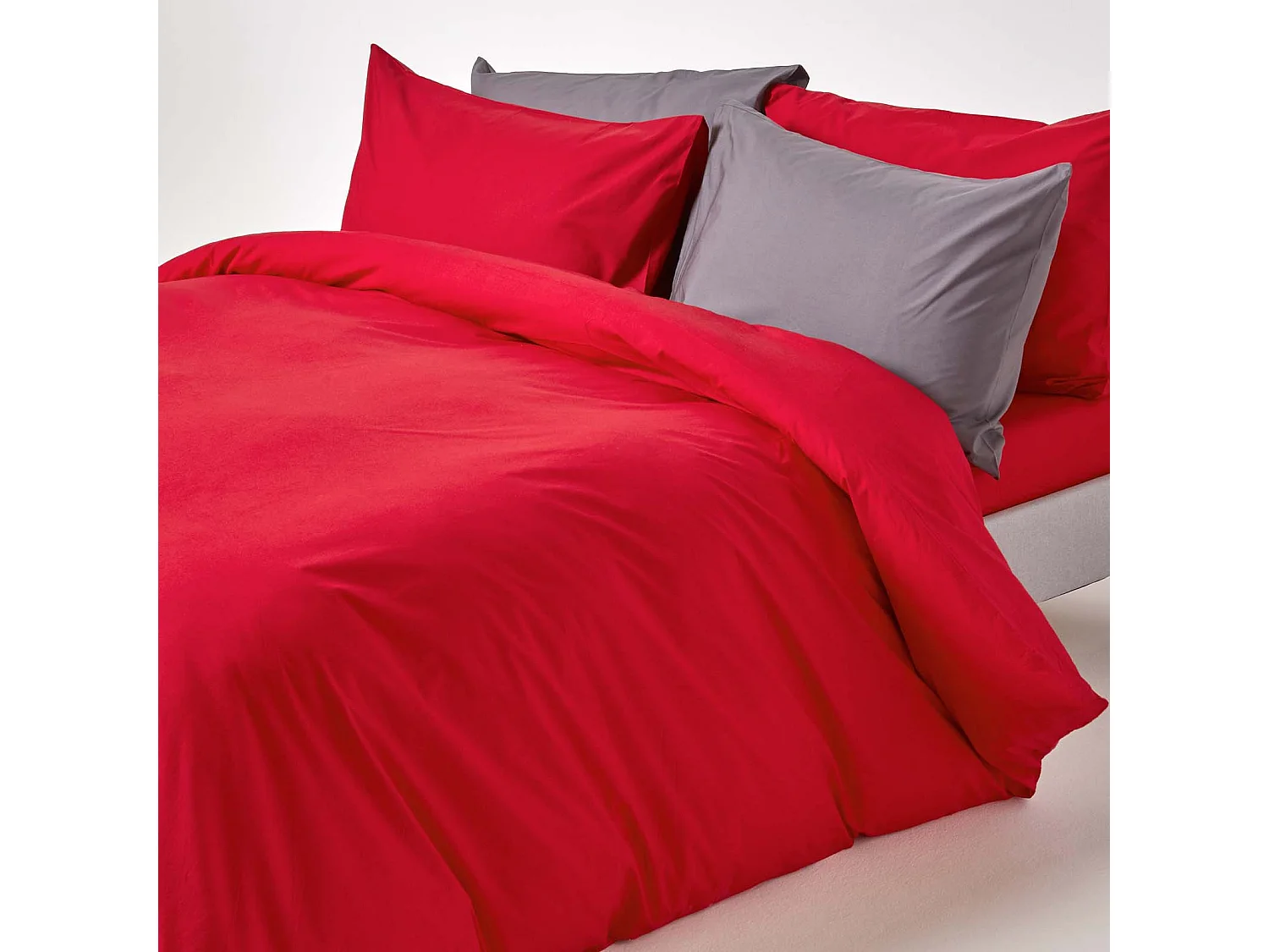 Parure de lit 100% coton égyptien 200 fils rouge, 230x220cm - HOMESCAPES