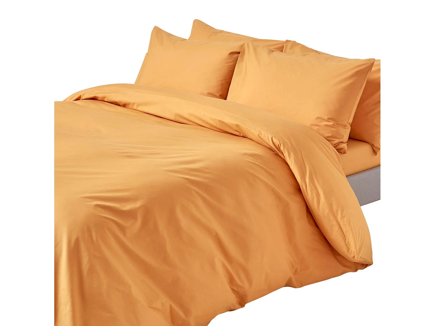 Parure de lit 100% coton égyptien 200 fils jaune moutarde, 200x200cm - HOMESCAPES