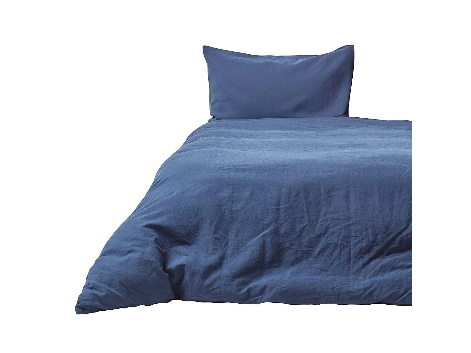 Homescapes Navy Blue Linen Duvet Cover Set, Double