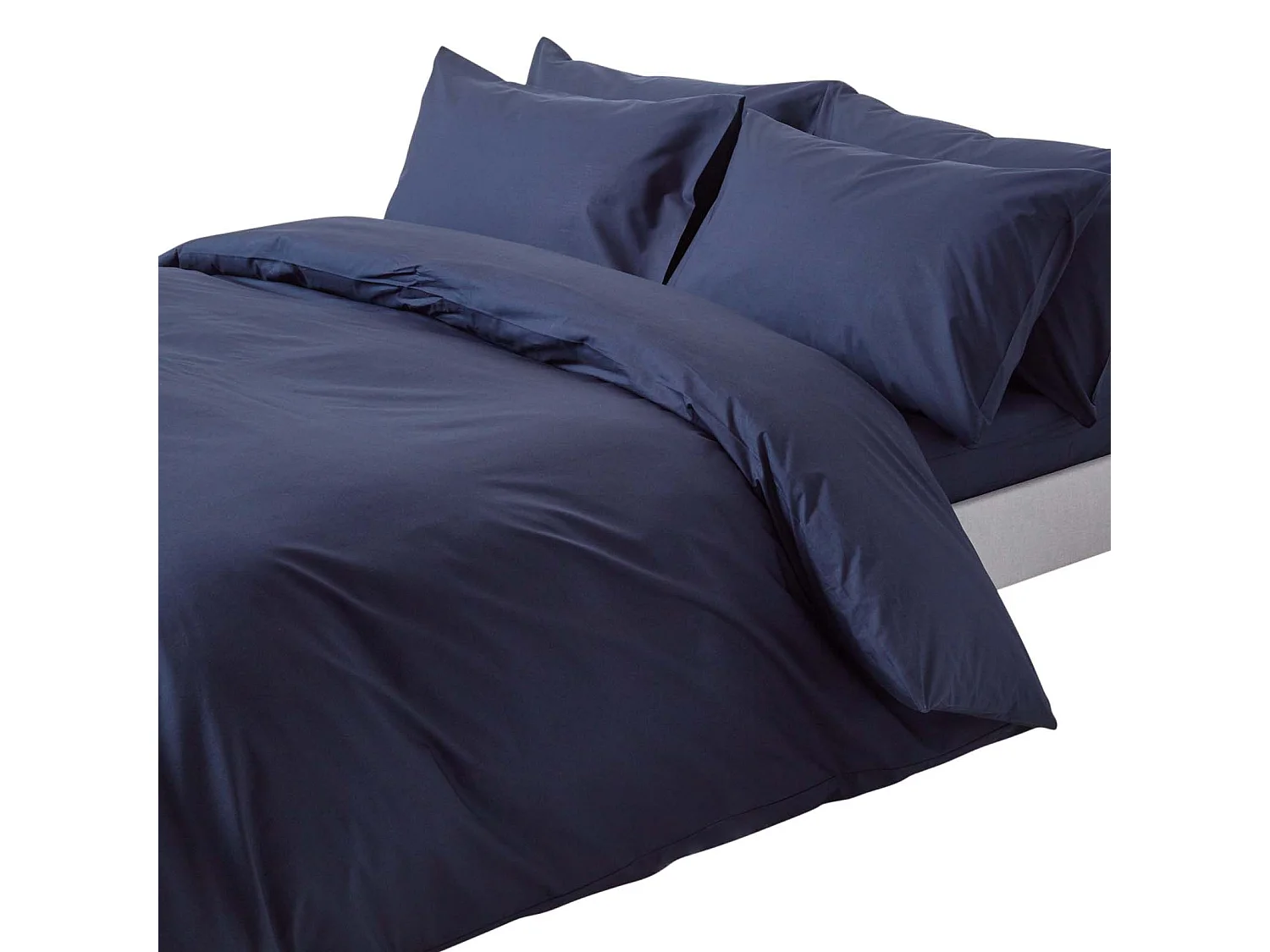 Parure de lit 100% coton égyptien 200 fils bleu marine, 135x200cm - HOMESCAPES