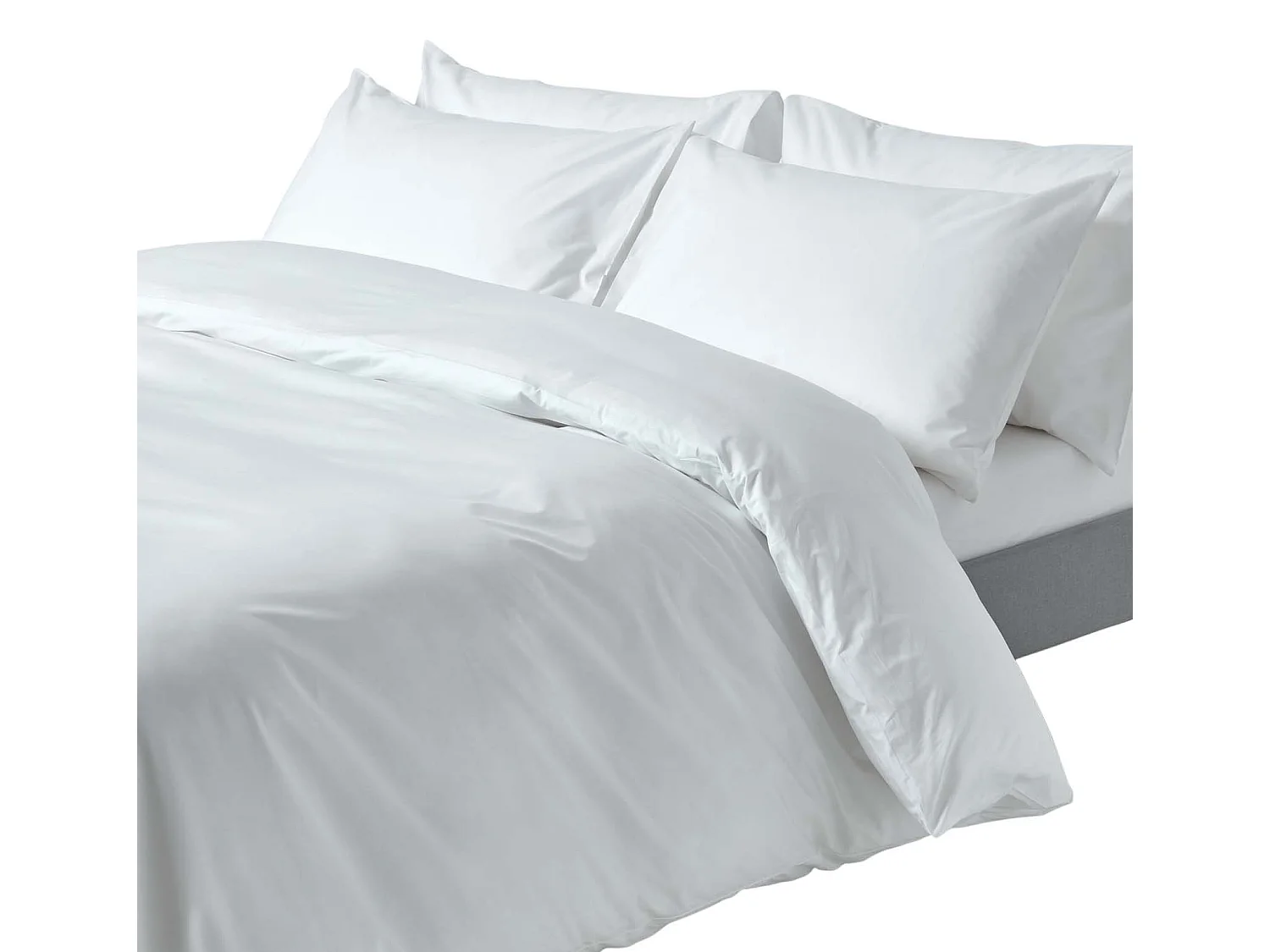 Parure de lit 100% coton égyptien 200 fils blanc, 230x220cm - HOMESCAPES