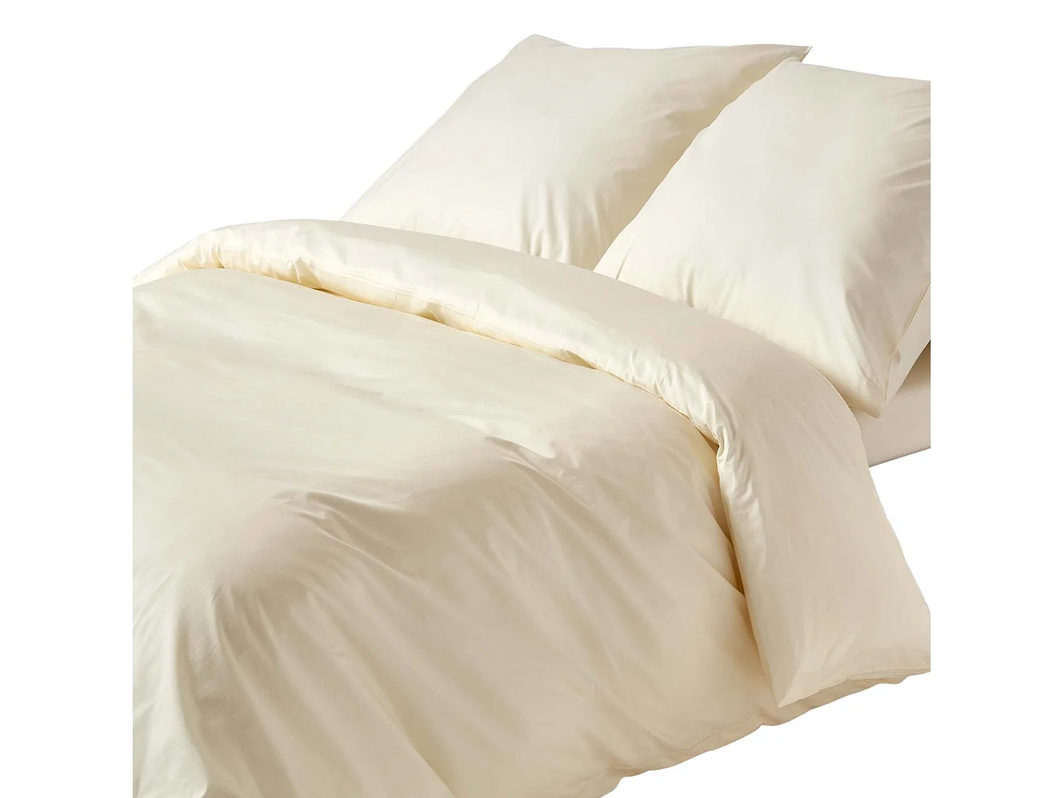 Parure de lit 100% coton égyptien 200 fils ivoire, 240x220cm - HOMESCAPES