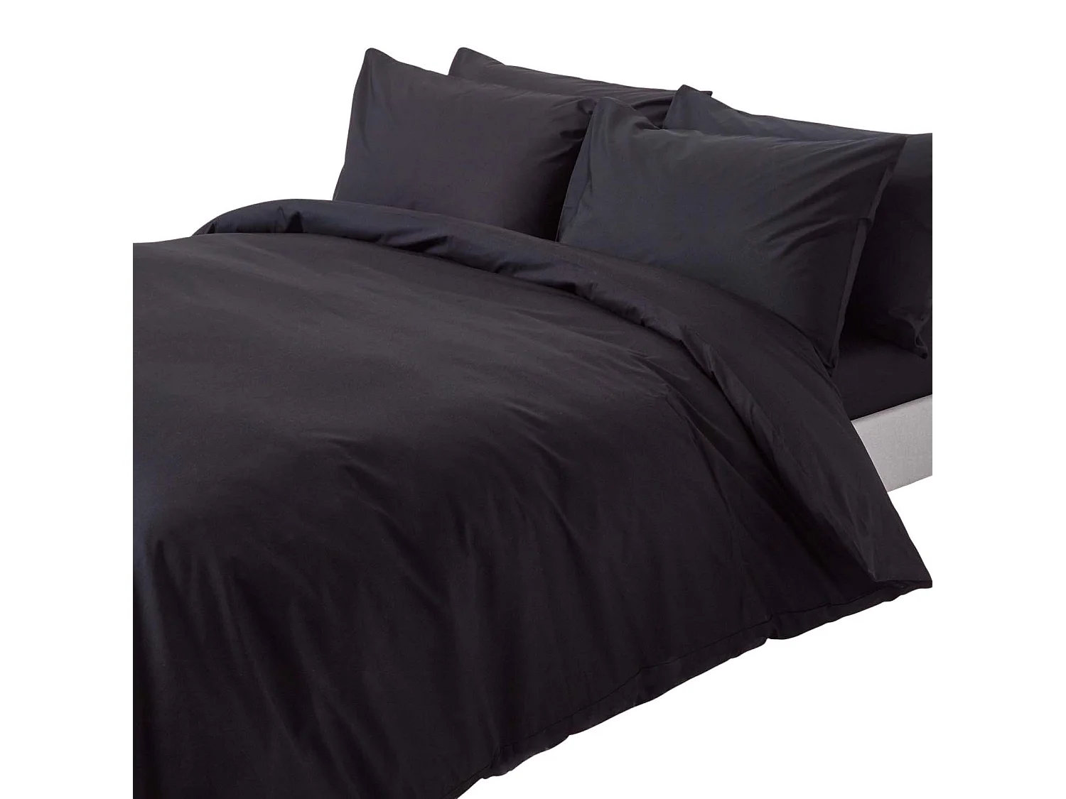 Homescapes Black Egyptian Cotton Duvet Cover with Pillowcases 200 TC, Super King