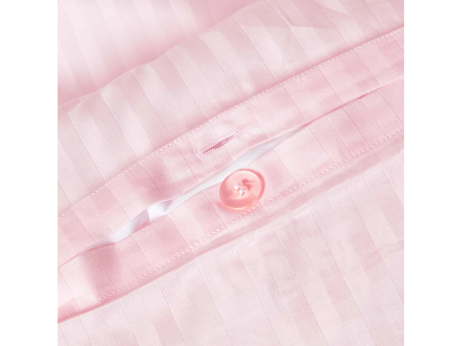 Parure de lit satin rayé en coton égyptien 330 fils rose, 240x220cm - HOMESCAPES