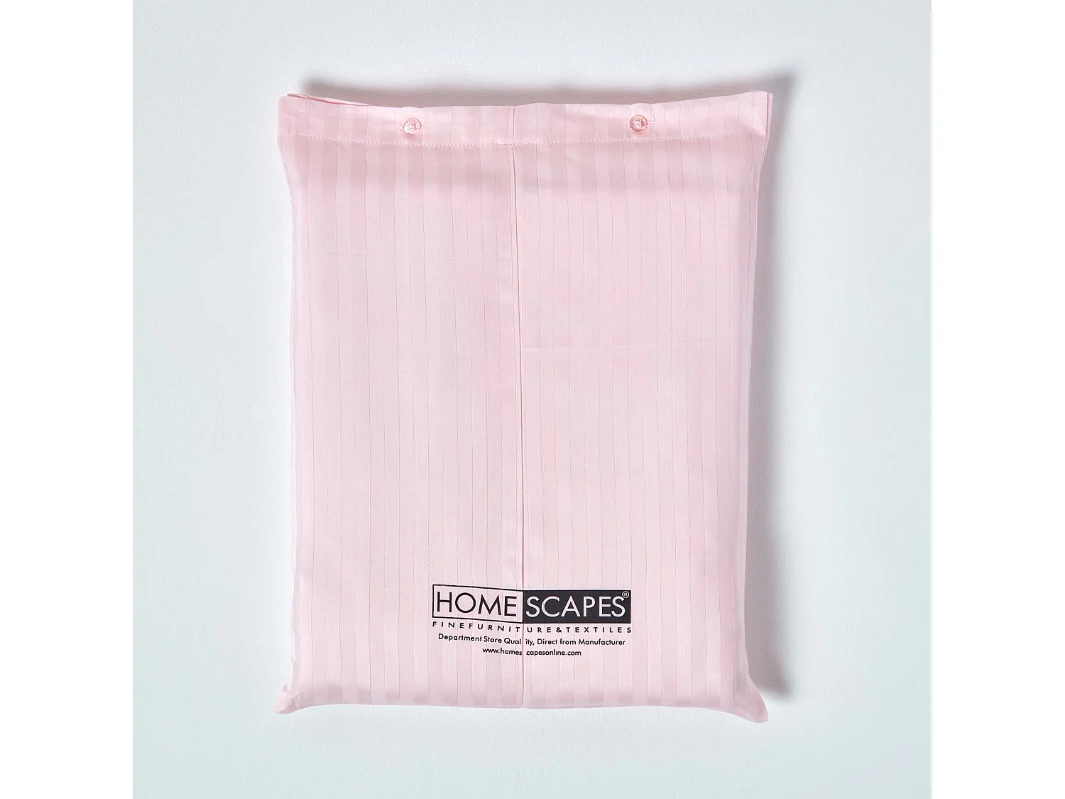 Parure de lit satin rayé en coton égyptien 330 fils rose, 240x220cm - HOMESCAPES