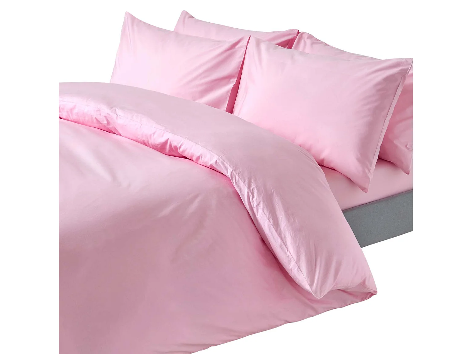 Parure de lit 100% coton égyptien 200 fils rose, 200x200cm - HOMESCAPES