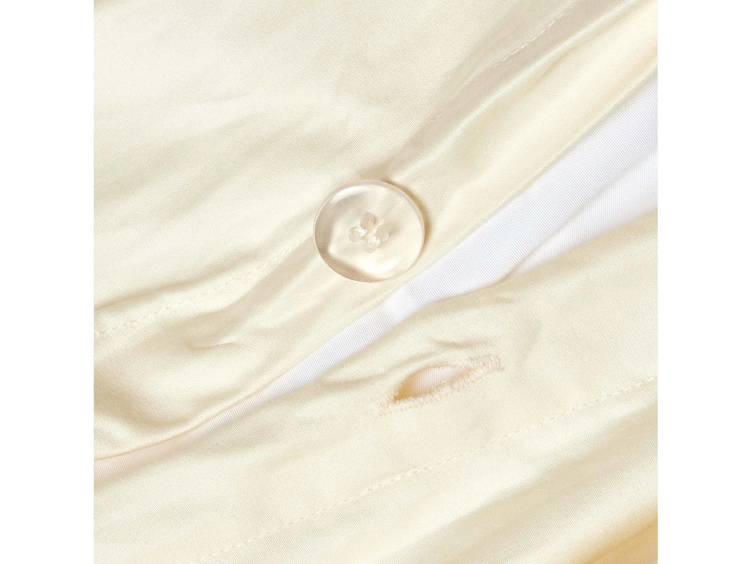 Parure de lit en satin de coton égyptien 1000 fils ivoire, 230x220cm - HOMESCAPES
