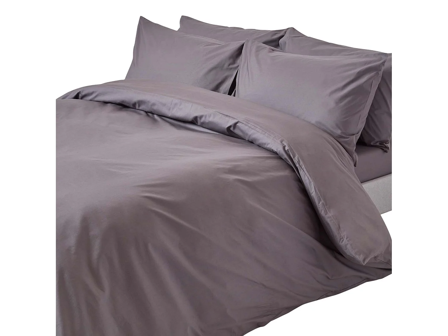 Parure de lit 100% coton égyptien 200 fils gris foncé, 260x220cm - HOMESCAPES