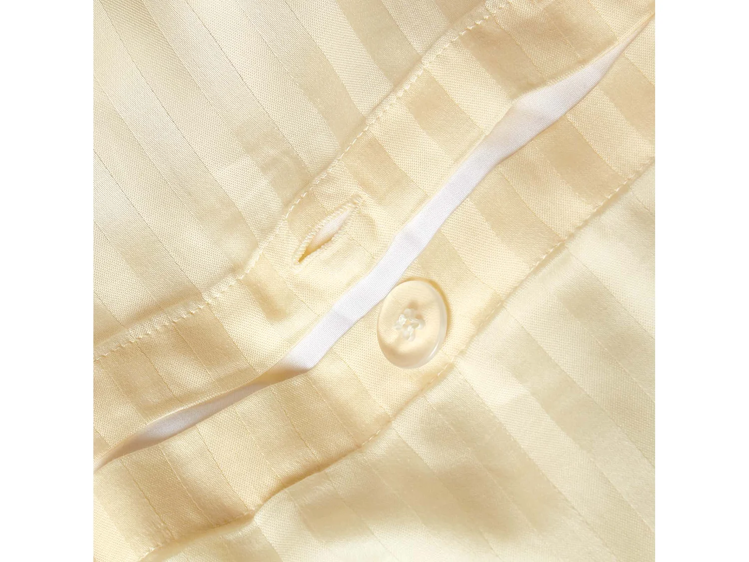 Parure de lit satin rayé en coton égyptien 330 fils jaune pâle, 240x220cm - HOMESCAPES