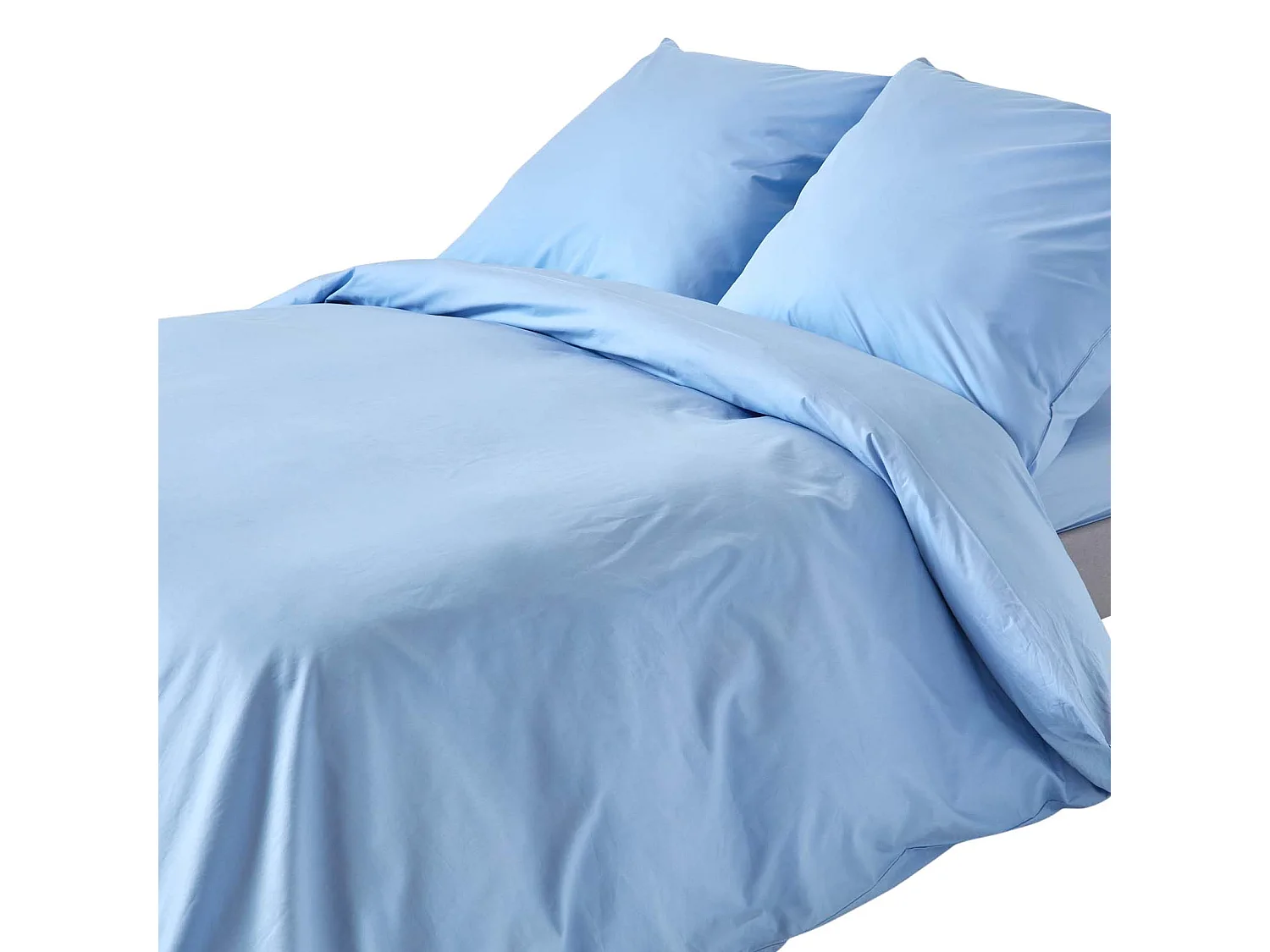 Parure de lit 100% coton égyptien 200 fils bleu, 155x220cm - HOMESCAPES
