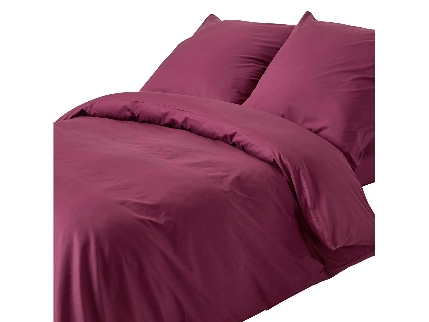 Parure de lit 100% coton égyptien 200 fils bordeaux, 240x220cm - HOMESCAPES