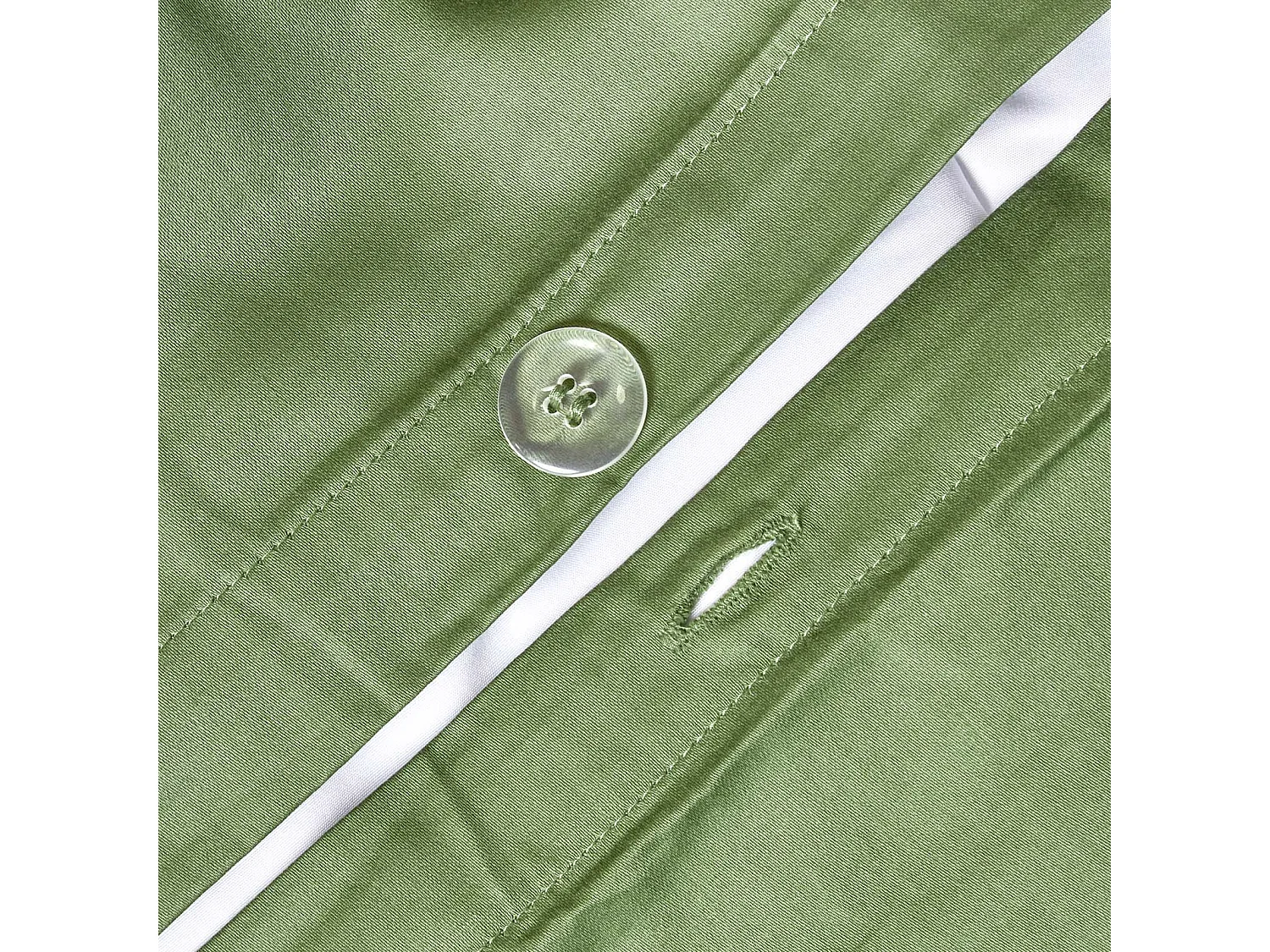 Parure de lit en coton égyptien bio 400 fils vert mousse, 240x220cm - HOMESCAPES