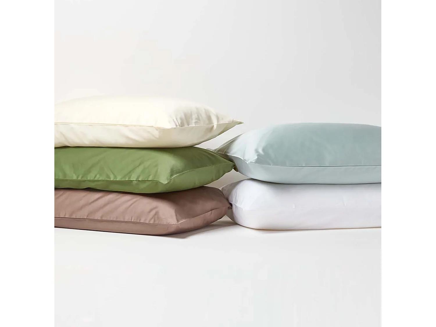Parure de lit en coton égyptien bio 400 fils vert mousse, 240x220cm - HOMESCAPES