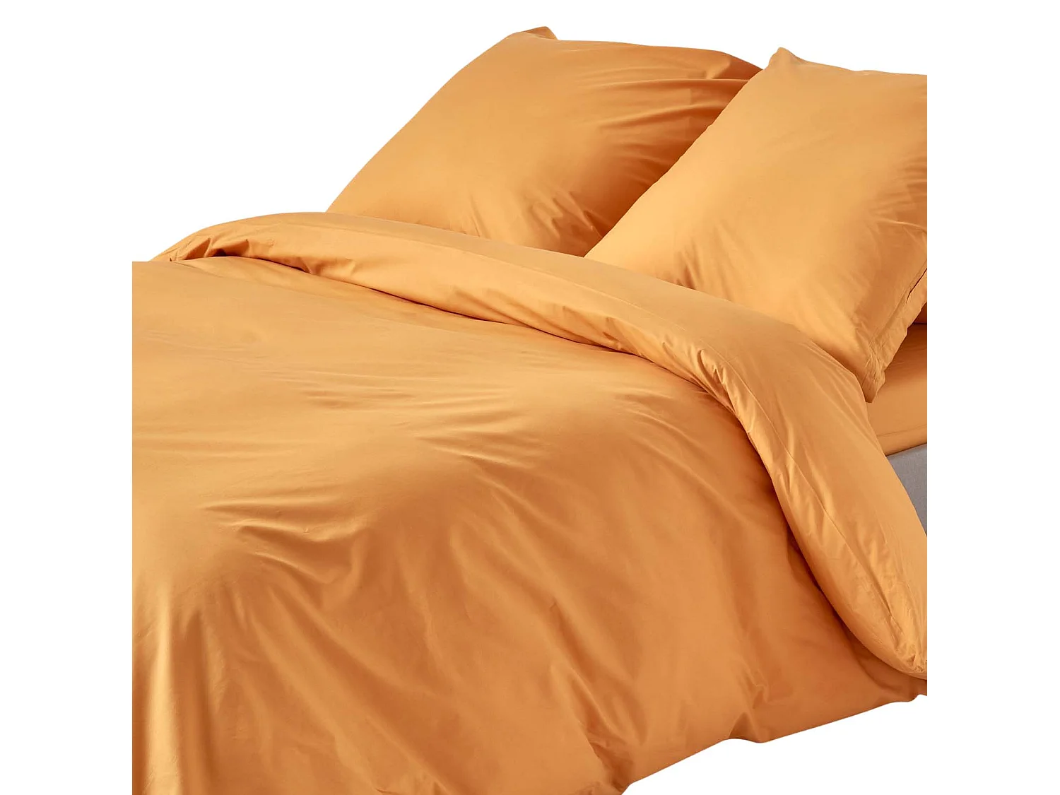 Parure de lit 100% coton égyptien 200 fils jaune moutarde, 240x220cm - HOMESCAPES
