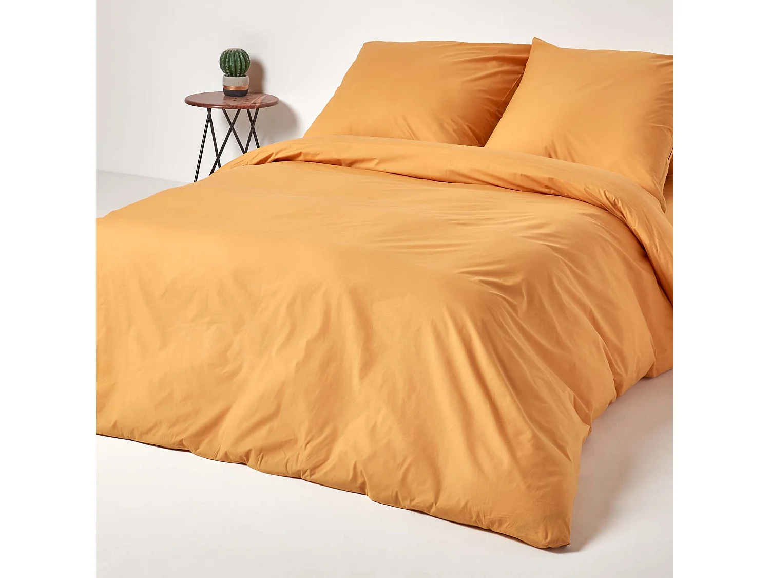 Parure de lit 100% coton égyptien 200 fils jaune moutarde, 240x220cm - HOMESCAPES
