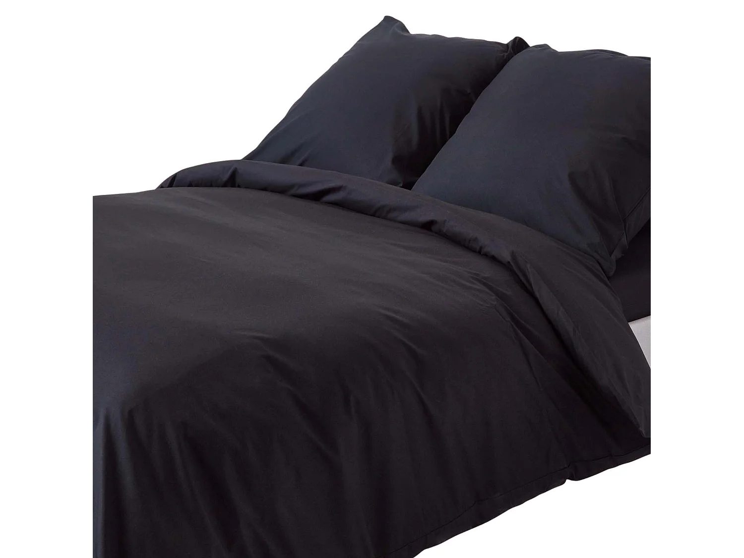 Parure de lit 100% coton égyptien 200 fils noir, 155x220cm - HOMESCAPES