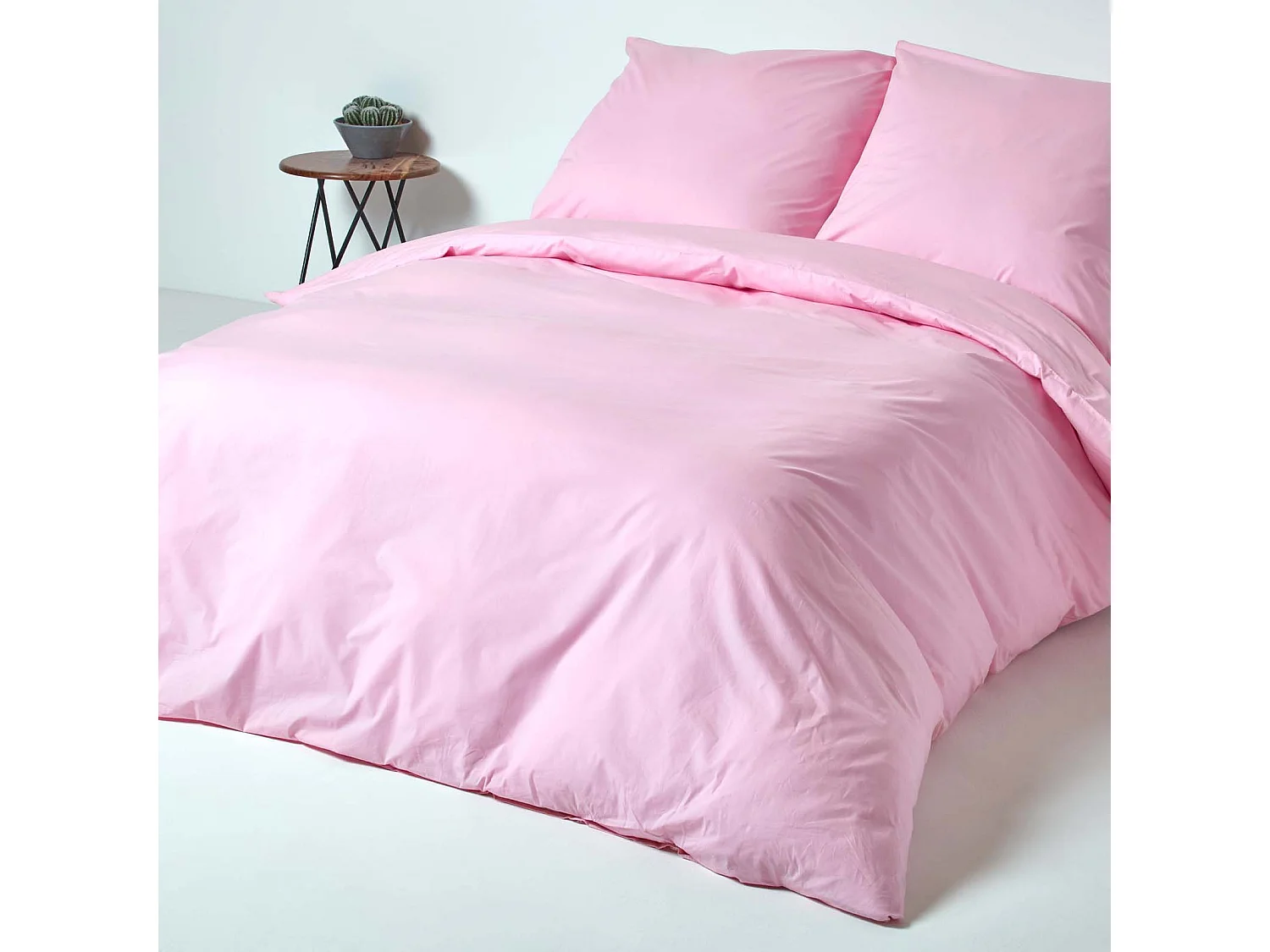 Parure de lit 100% coton égyptien 200 fils rose, 240x220cm - HOMESCAPES