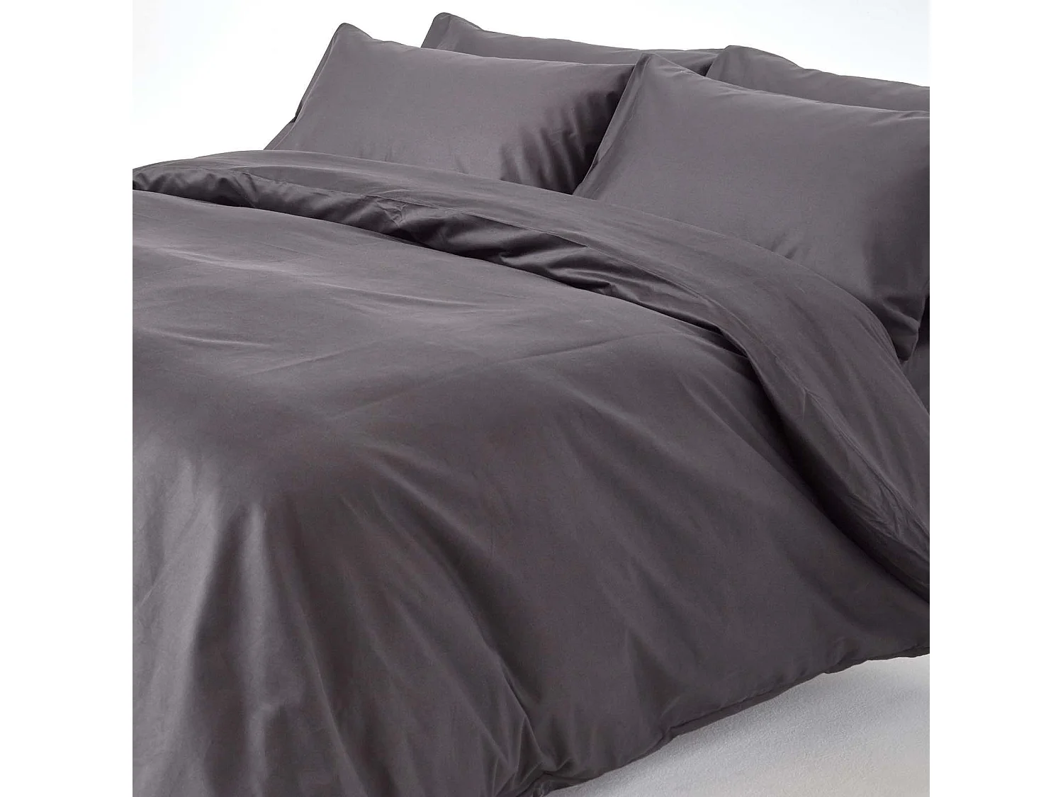 Homescapes Dark Charcoal Grey Egyptian Cotton Duvet Cover with One Pillowcase 1000 TC, Single