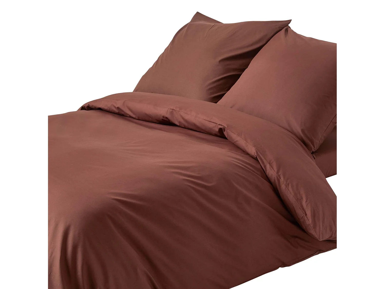 Parure de lit 100% coton égyptien 200 fils marron chocolat, 240x220cm - HOMESCAPES