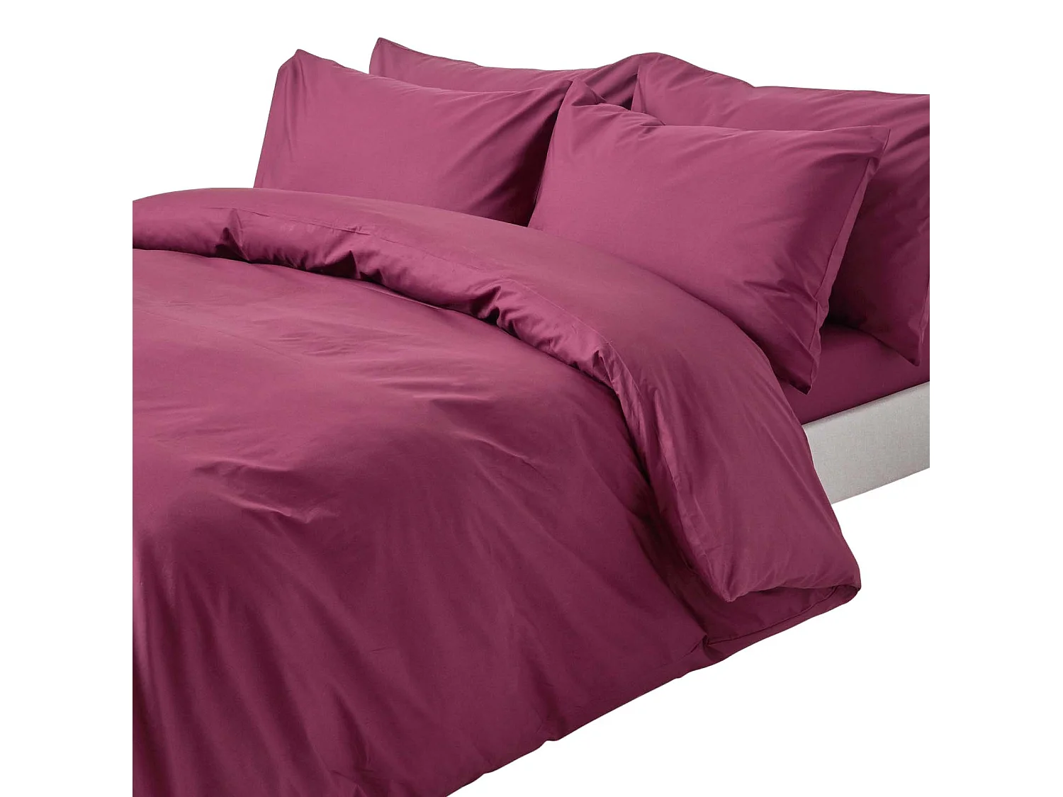 Parure de lit 100% coton égyptien 200 fils bordeaux, 230x220cm - HOMESCAPES