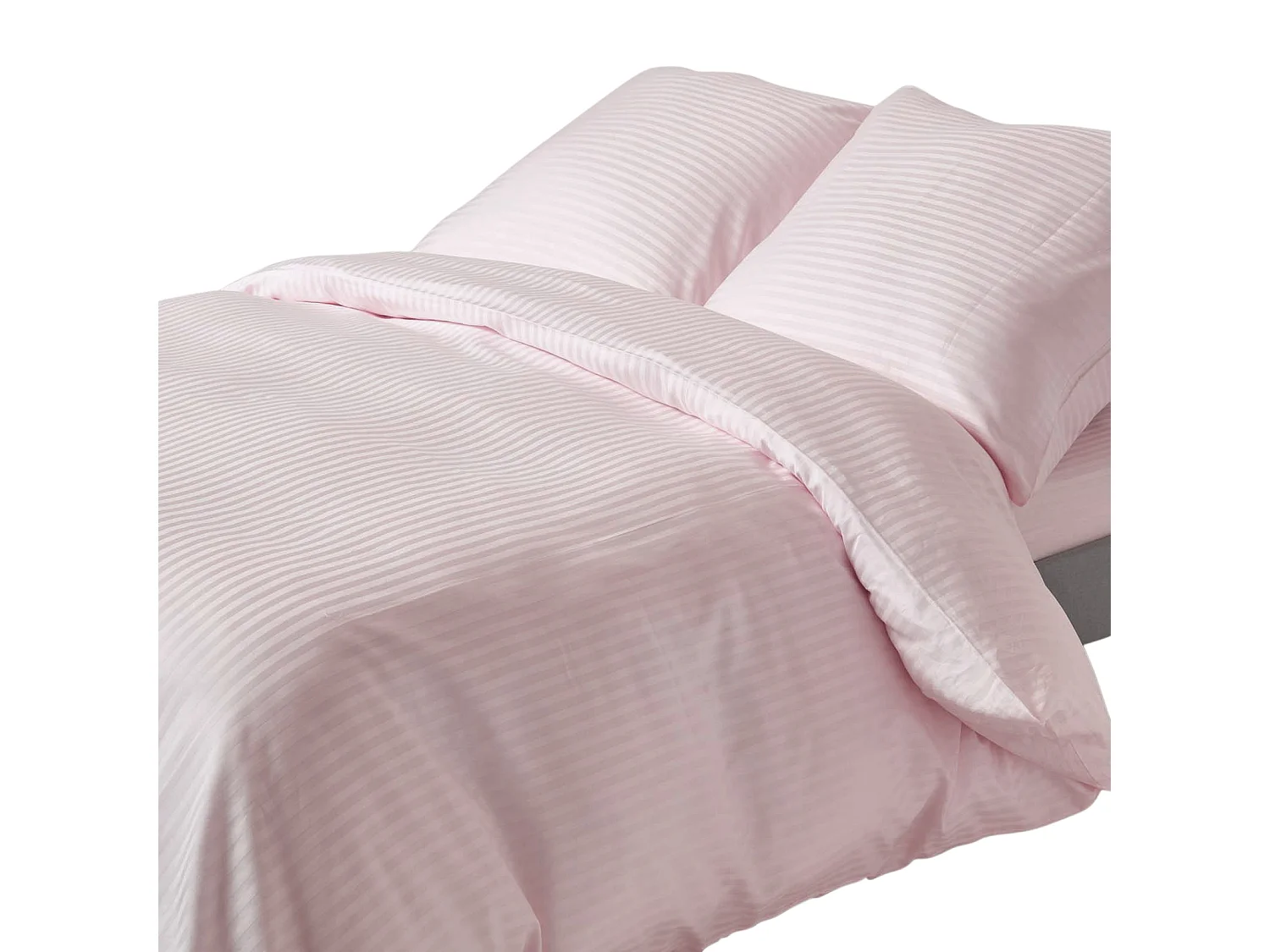 Parure de lit satin rayé en coton égyptien 330 fils violet, 155x220cm - HOMESCAPES