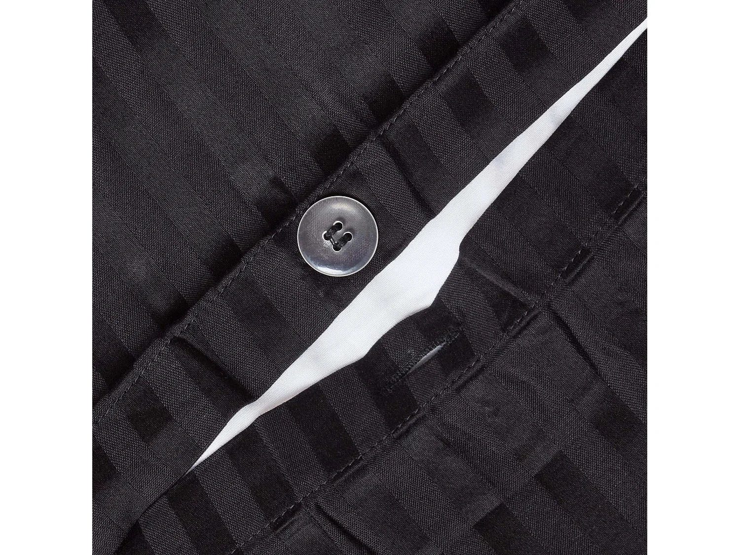 Parure de lit satin rayé en coton égyptien 330 fils noir, 135x200cm - HOMESCAPES