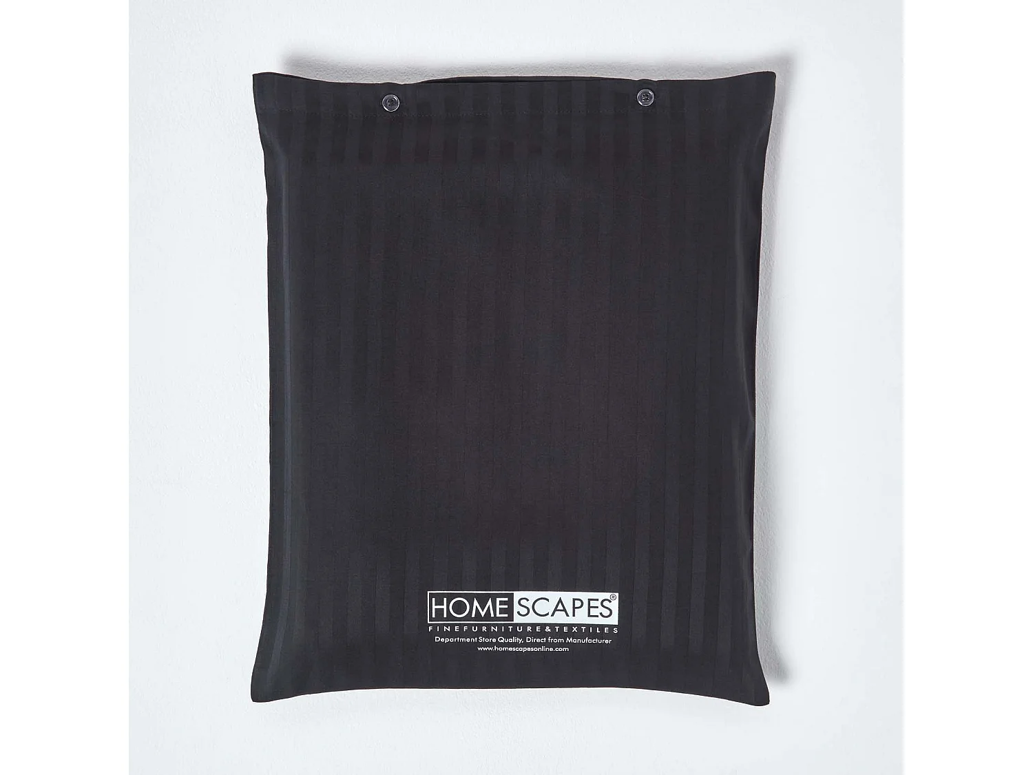 Parure de lit satin rayé en coton égyptien 330 fils noir, 135x200cm - HOMESCAPES