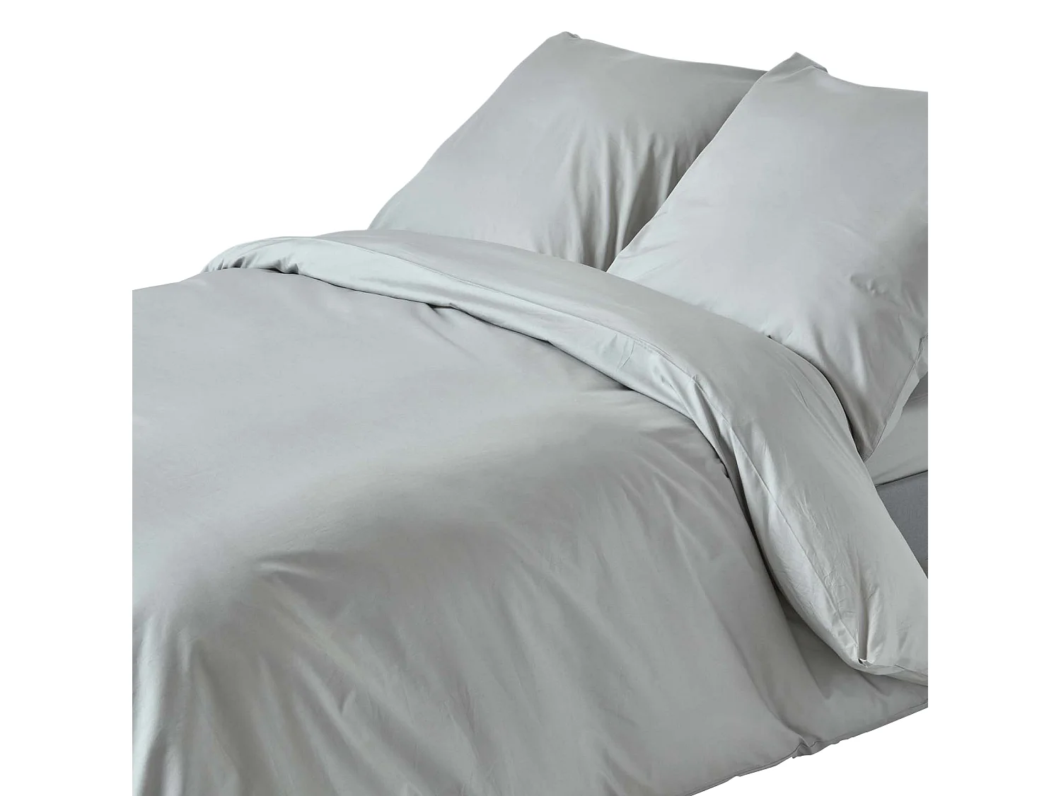 Parure de lit 100% coton égyptien 200 fils gris acier, 155x220cm - HOMESCAPES
