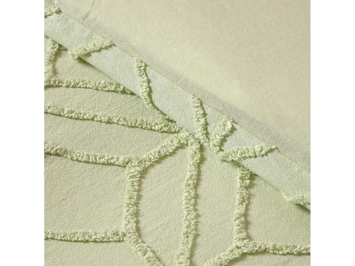 Homescapes Sage Green Diamond Cotton Tufted Duvet Cover Set, King