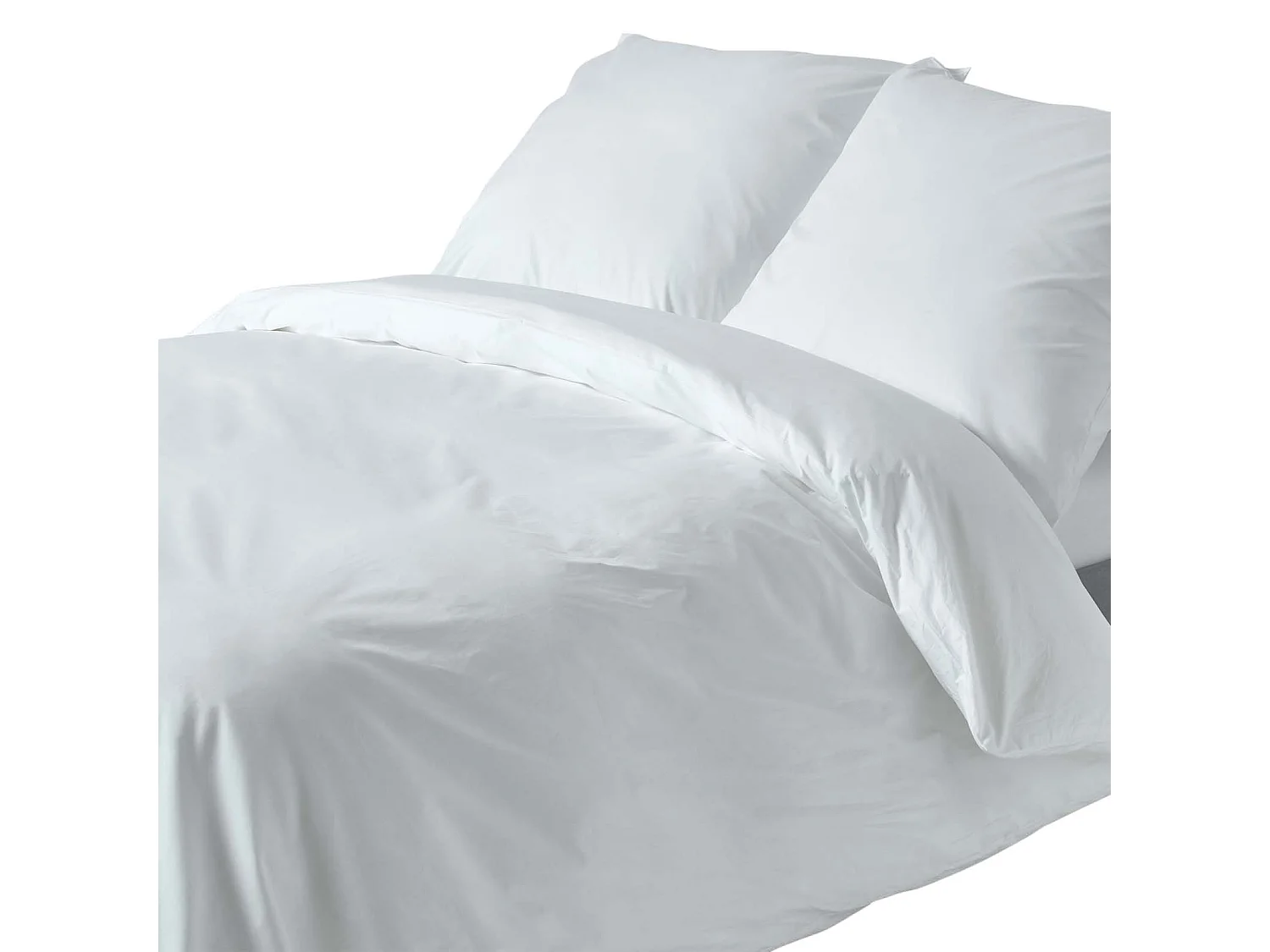 Parure de lit 100% coton égyptien 200 fils blanc, 155x220cm - HOMESCAPES