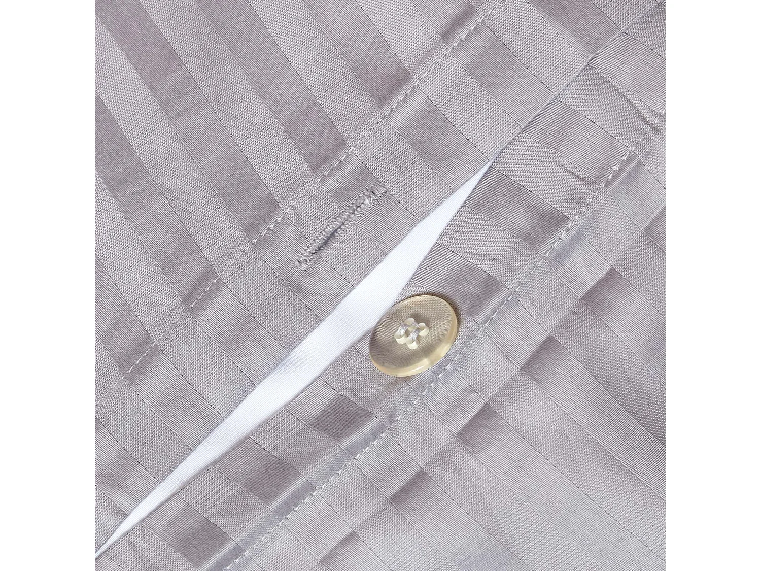 Parure de lit satin rayé en coton égyptien 330 fils gris, 240x220cm - HOMESCAPES