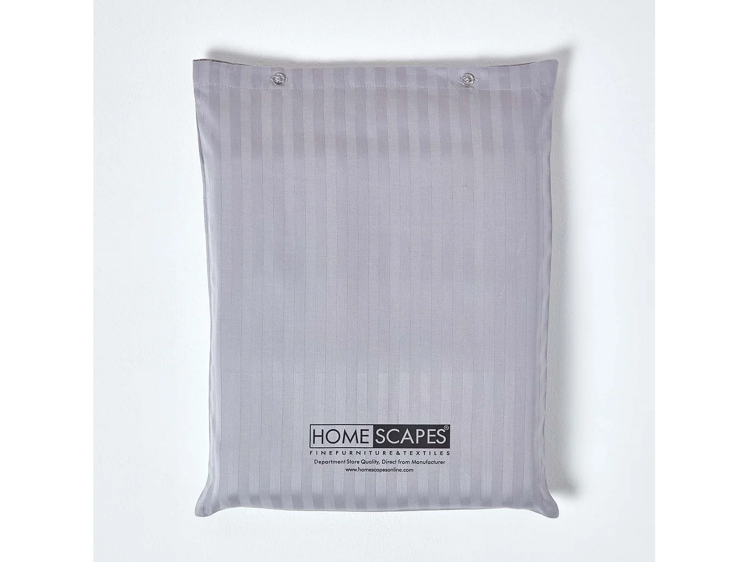 Parure de lit satin rayé en coton égyptien 330 fils gris, 240x220cm - HOMESCAPES