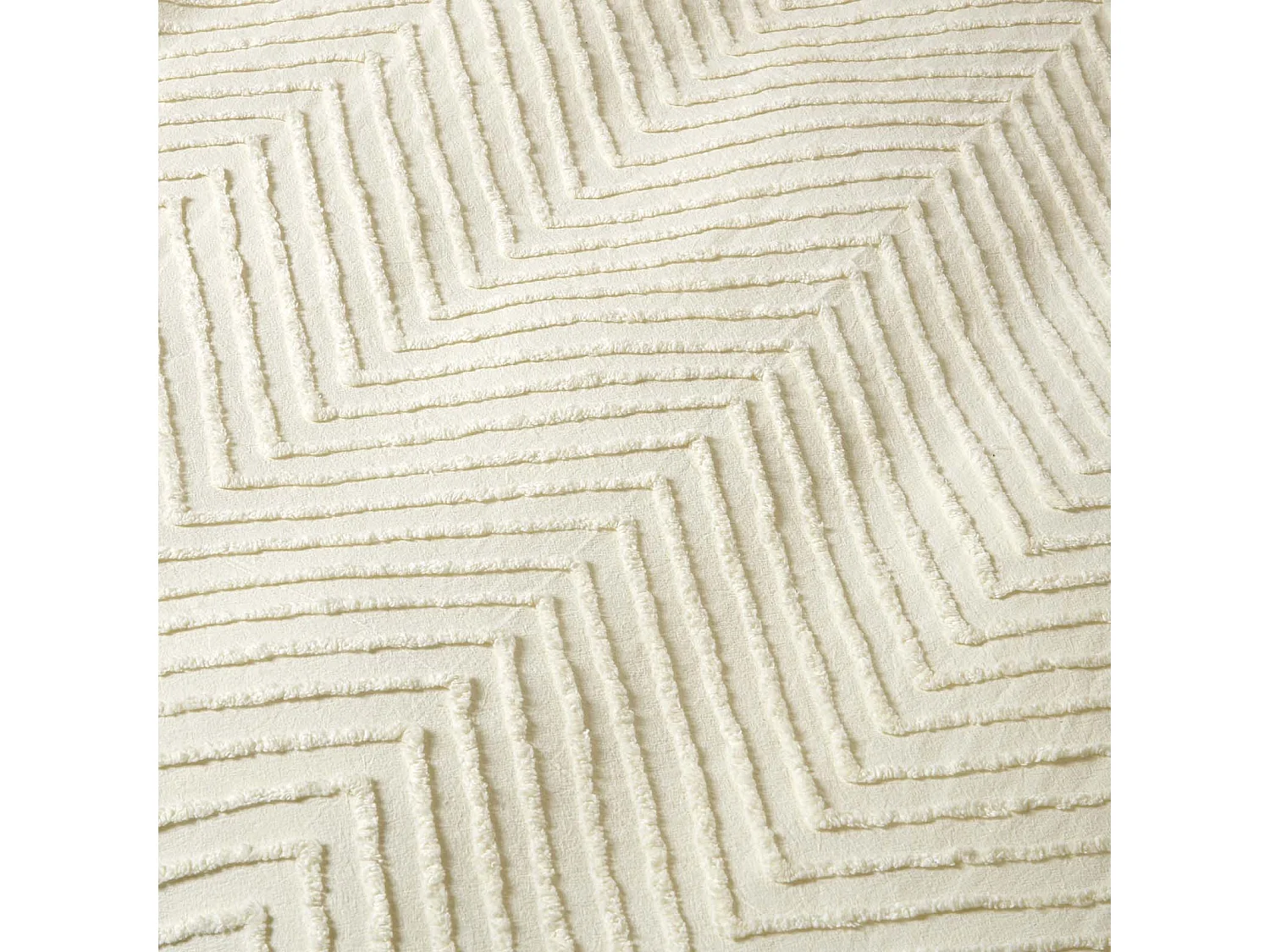 Parure de lit écru tuftée à motif ziz zag, 135x200cm - HOMESCAPES