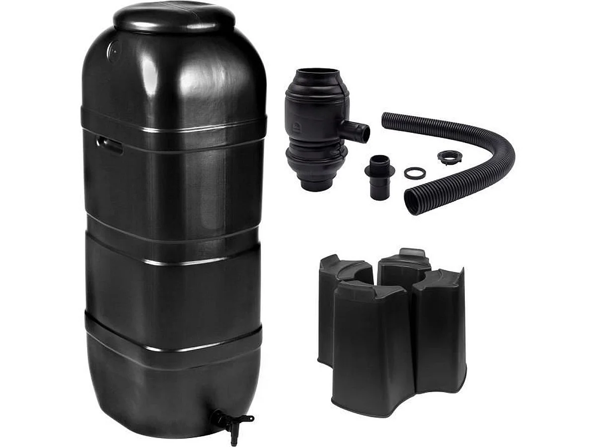 Kit recolector de agua vertical NATURE 100L - Polietileno tratado con UV - Negro