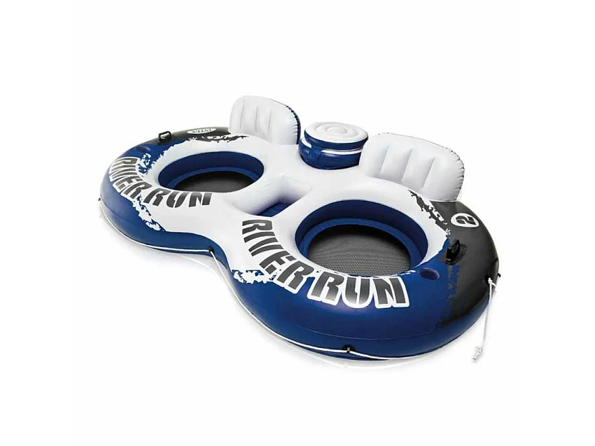 Intex 58837 River Run 2 Dubbele Opblaasbare Donut Drijver met Rugleuning en Koelvak