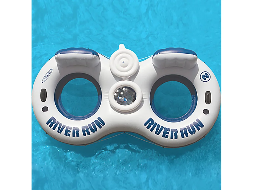 Intex 58837 River Run 2 Dubbele Opblaasbare Donut Drijver met Rugleuning en Koelvak